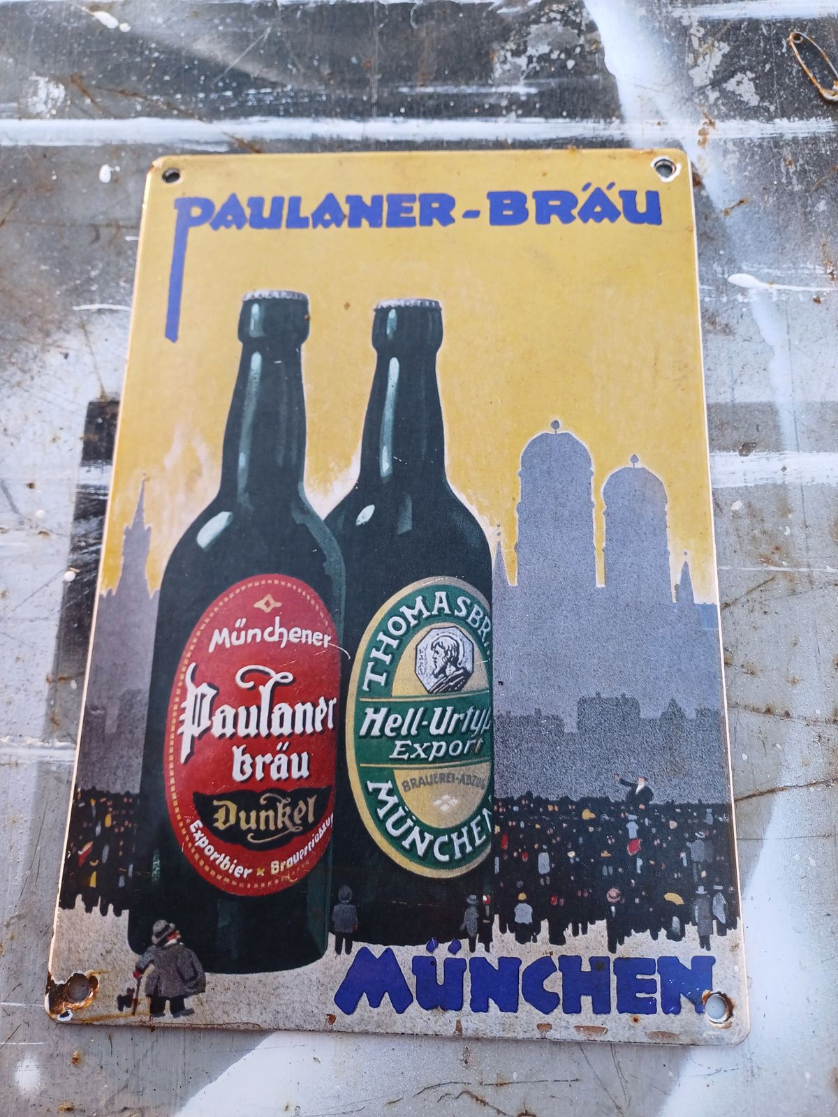 Paulaner Brau Munchen Beer Enamel Sign