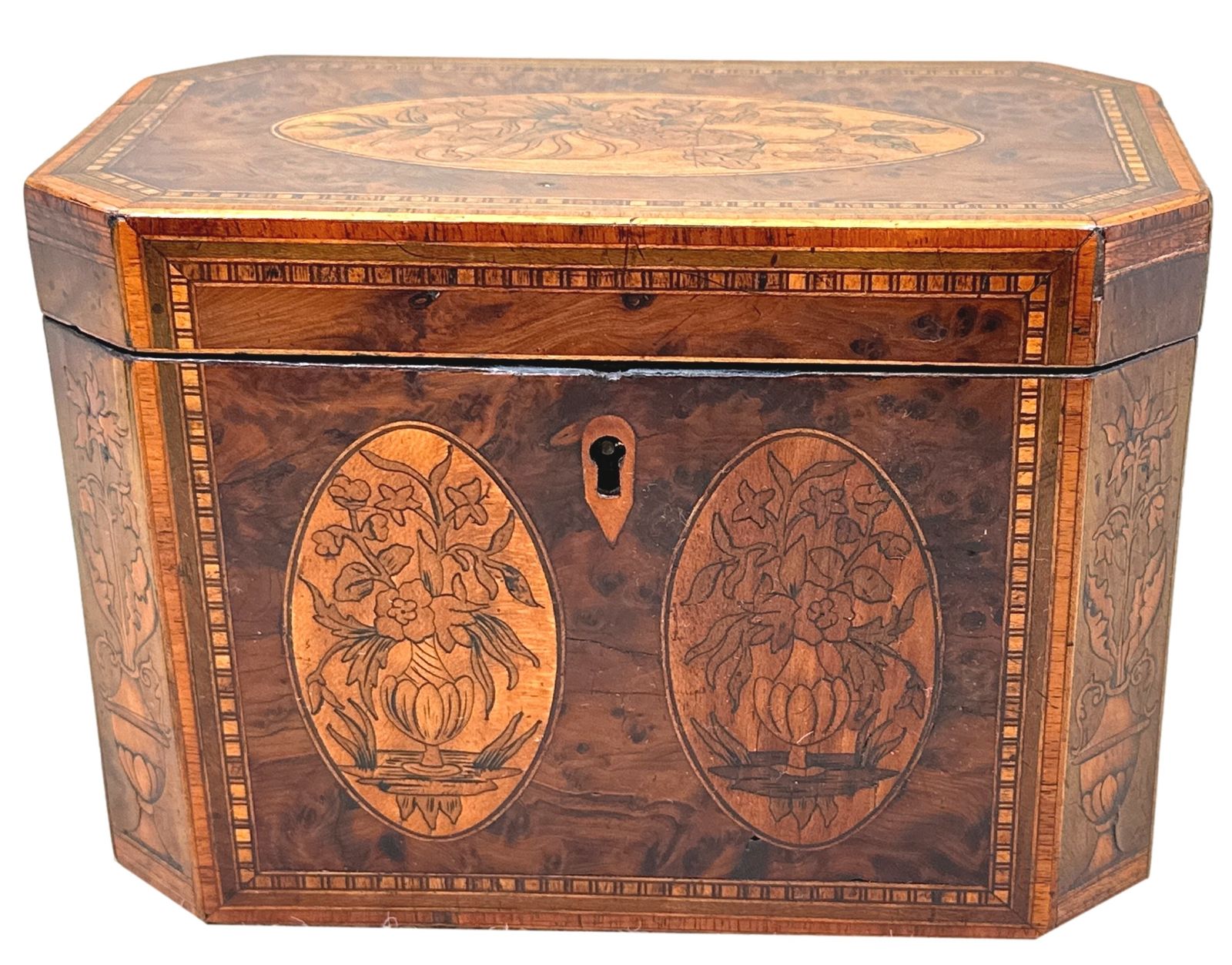 Georgian Yew Tea Caddy With Floral Inlaid Decoration (England, Circa 1780) photo buy