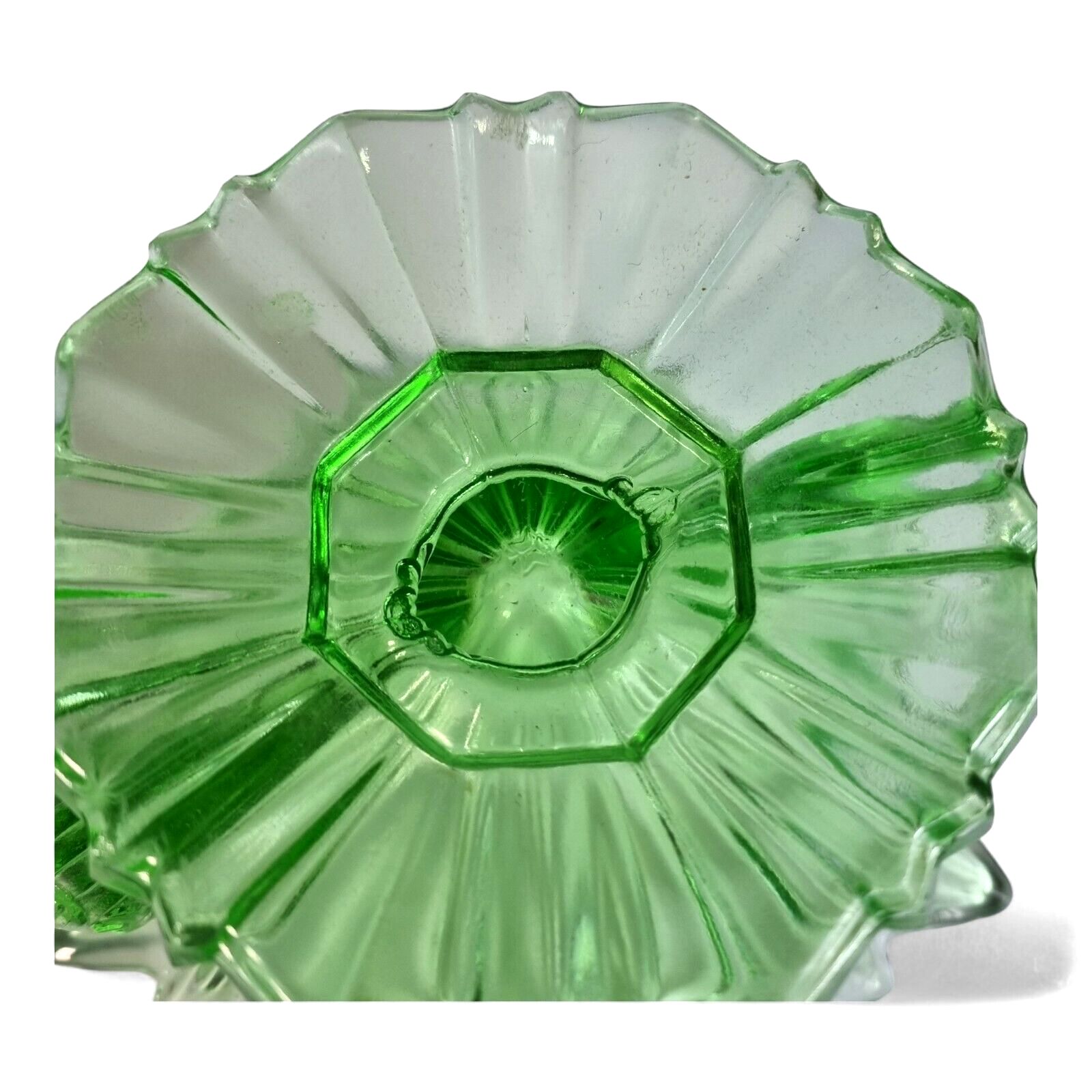 Art Deco Bowl Green Glass Pedestal Bird Glass Mark To Base Sts Abel Yugoslavia photo vintage