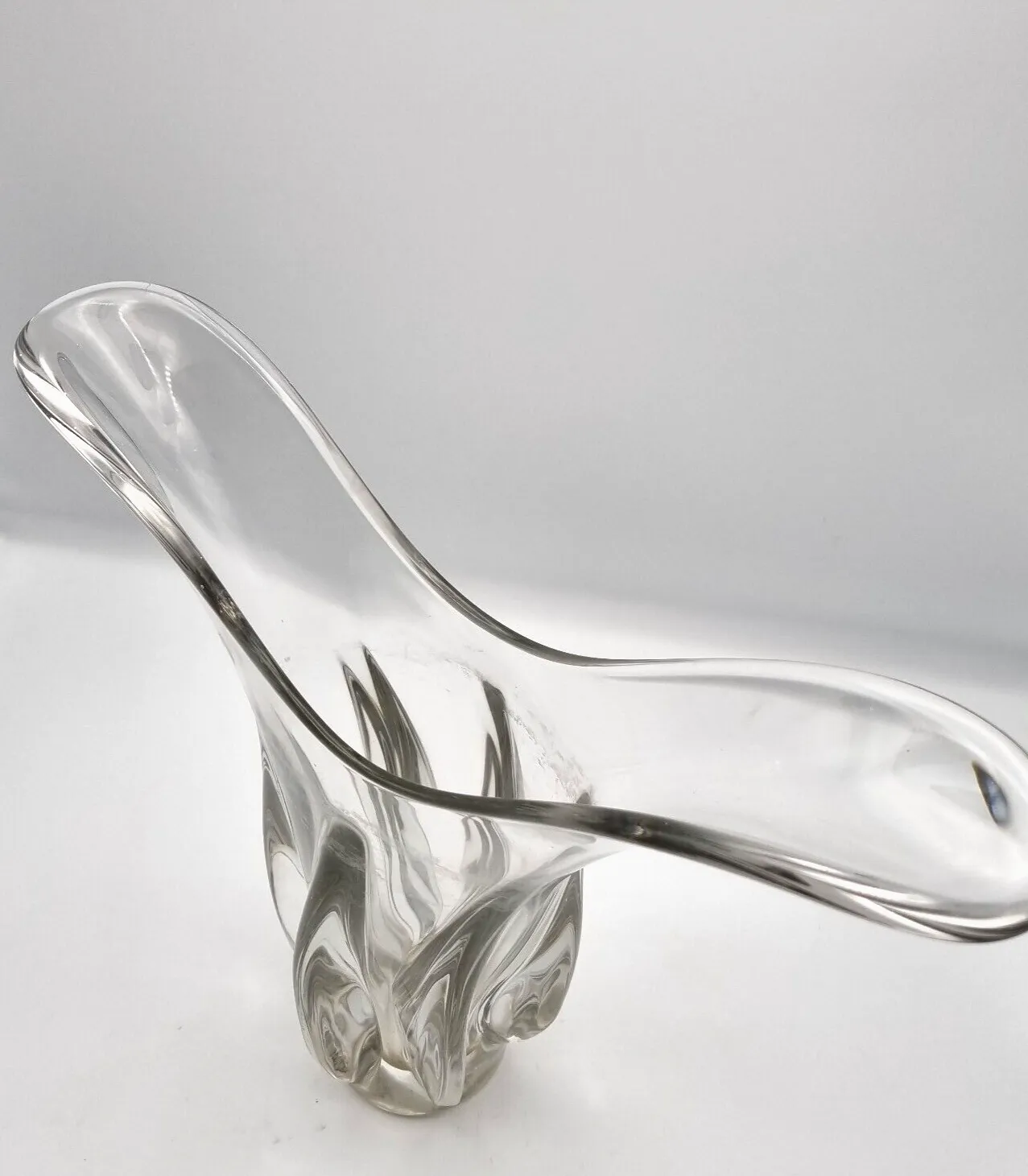 Vintage Glass Vase Crystal Cut Glass Vase Clear Stretched Glass Heavy Quality photo for sale