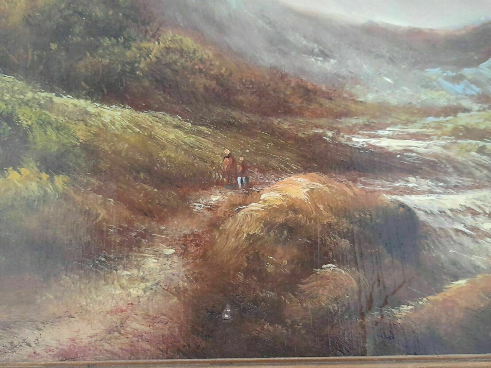 Painting Highland Scene Oil On Board 19th Century photo for sale