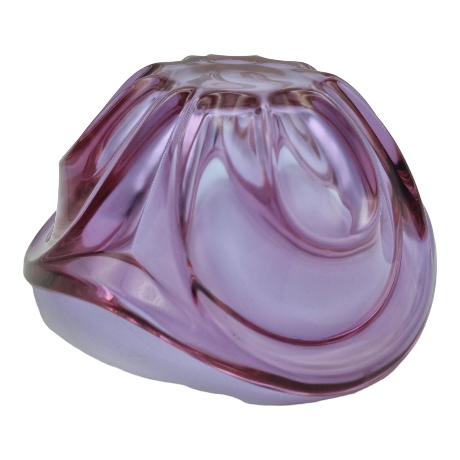 Murano Glass Bowl In Rose Made In Italy Centre Piece Mid Century Art Glass photo vinterior