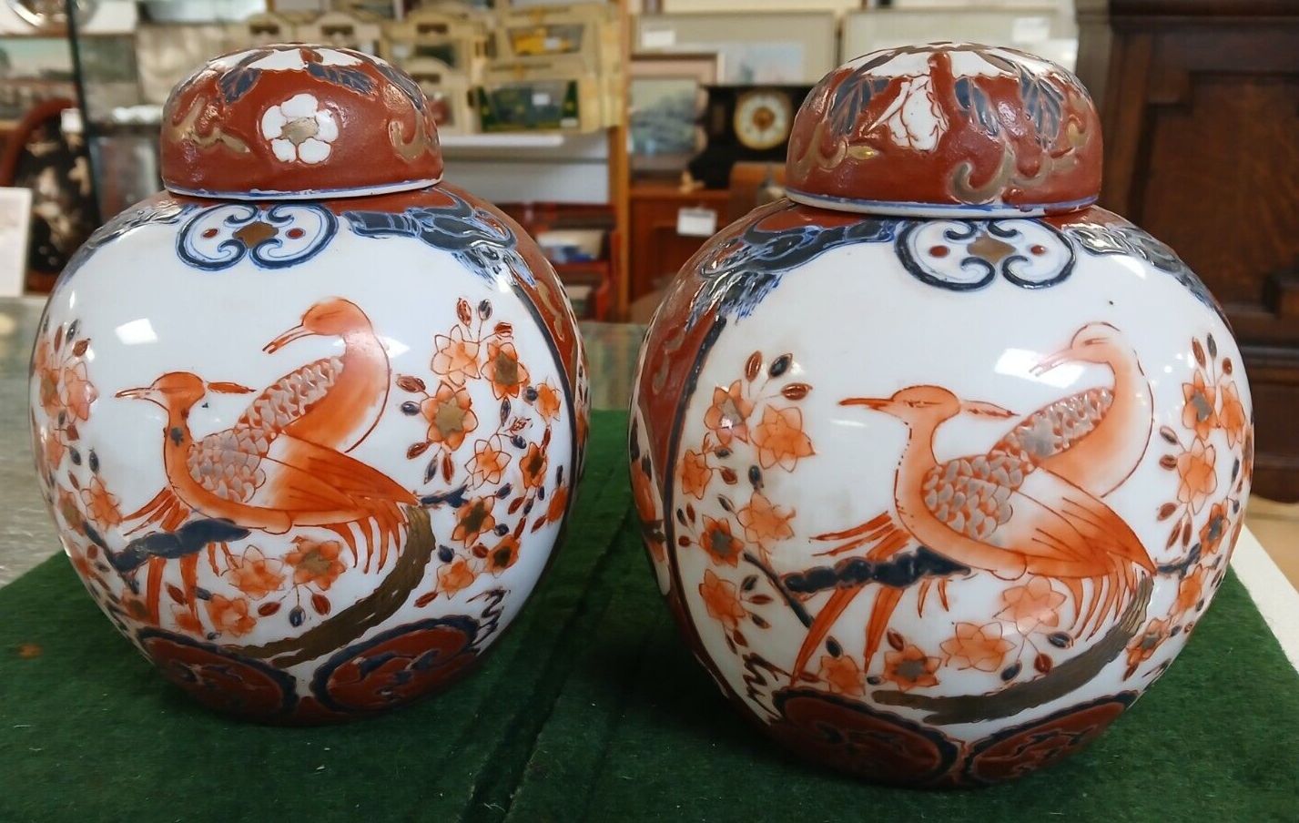 Pair Of Chinese Qing Qianlong Era 1736 1795 Ginger Jars With Birds Of Paradise photo for sale