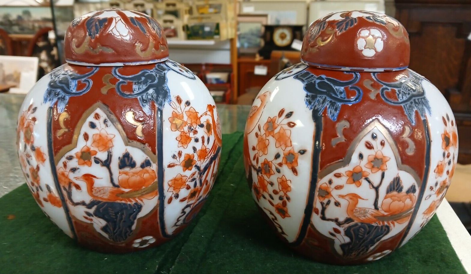 Pair Of Chinese Qing Qianlong Era 1736 1795 Ginger Jars With Birds Of Paradise photo Home Decor
