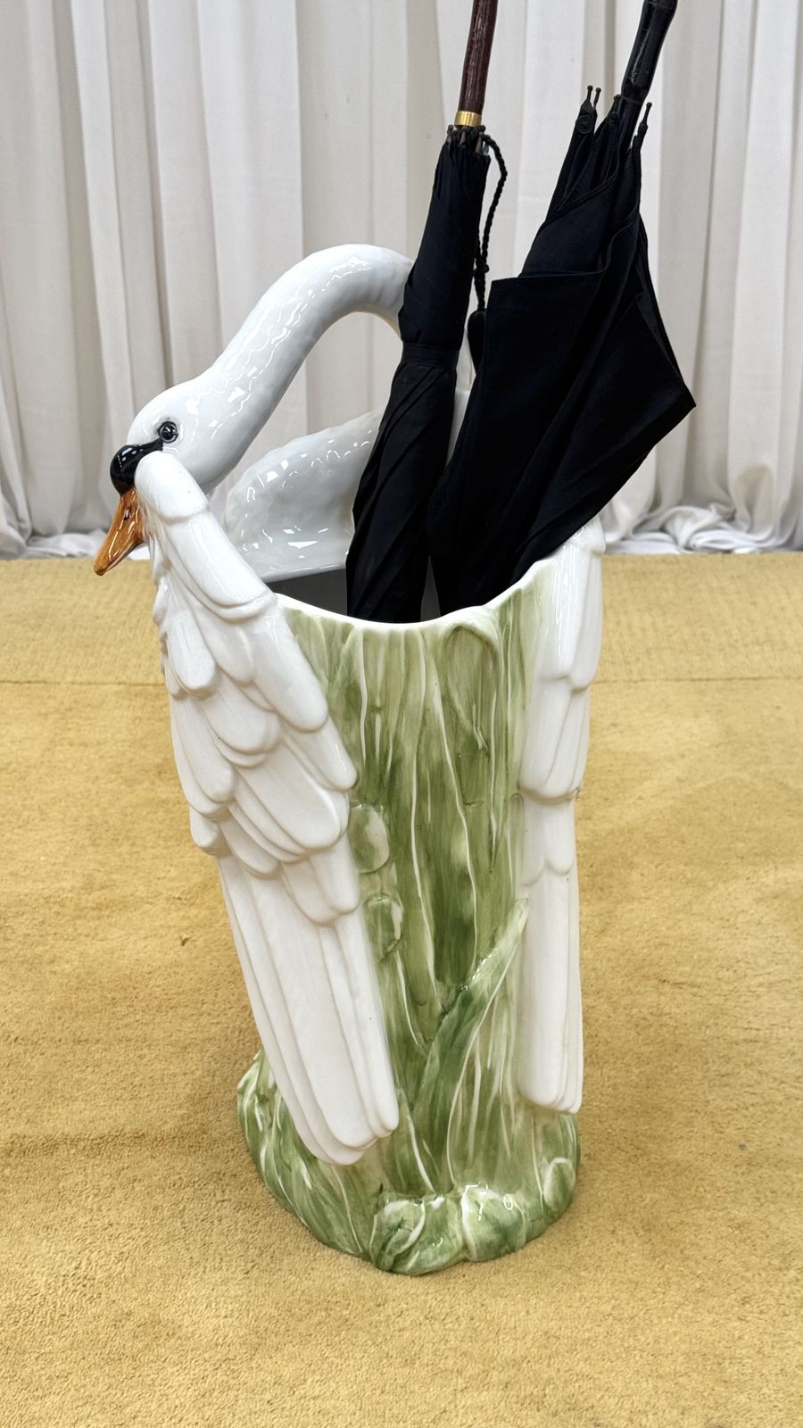 Swan Ceramic Umbrella/ Stick Stand By Bassano, 1970’s, Italy photo 420.0