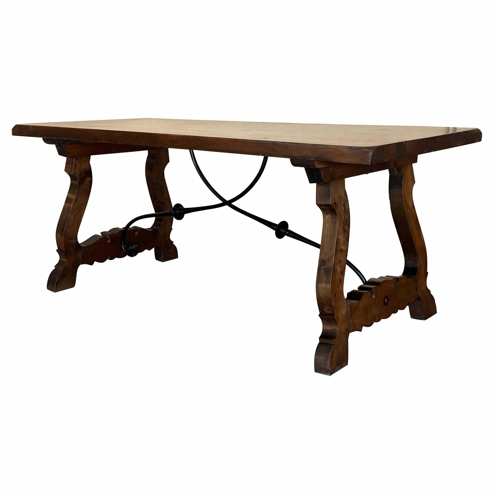 Table à manger ou console en noyer à pieds en lyre, Espagne, XIXe siècle