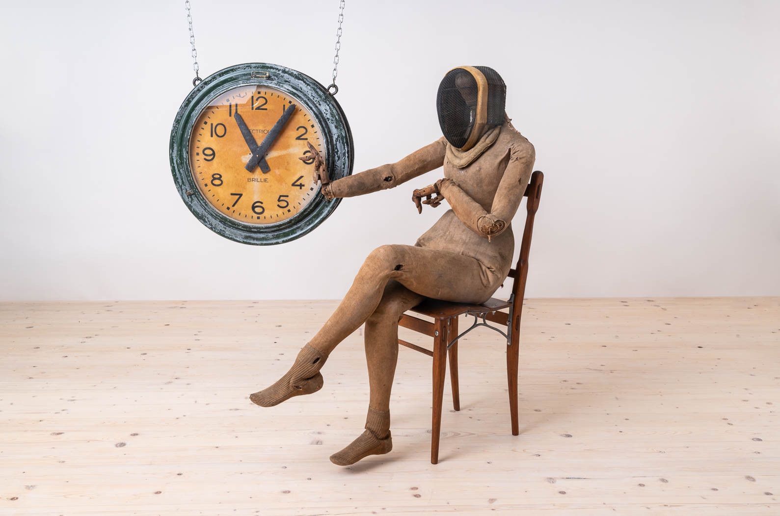 Antique 1920s Train Station Wall Clock, Brillie, Industrial Style