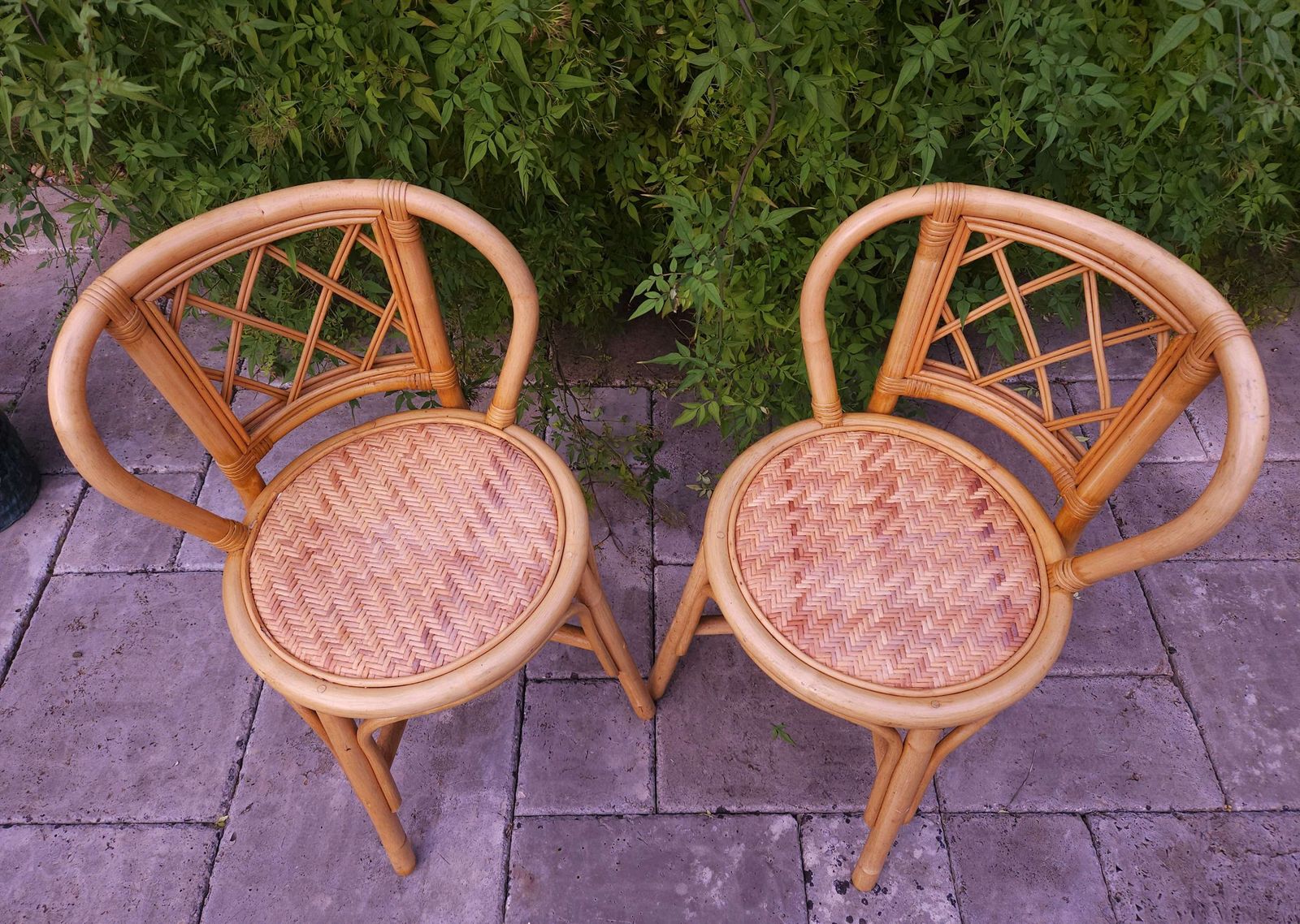 Pair Of Compact & Sturdy, Mid Century Bamboo Chairs photo for sale