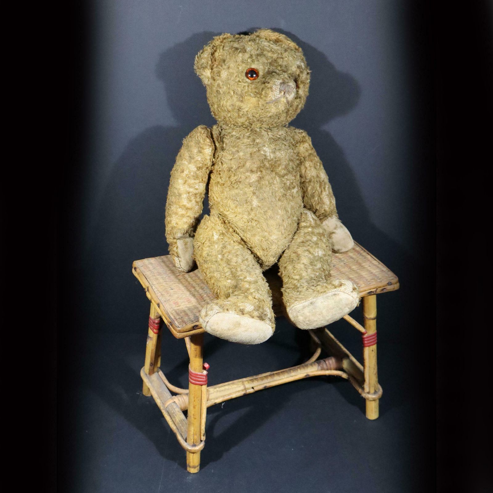 Antique French Teddy Bear Mohair Plush Toy With Glass Eyes