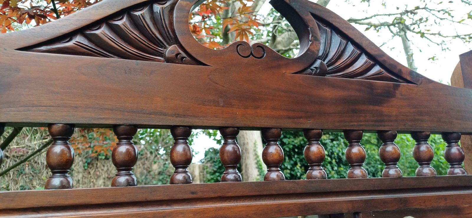 photo for sale Vintage Victorian Style Solid Teak Hall Stand Entryway Stand Side Table Brass Features
