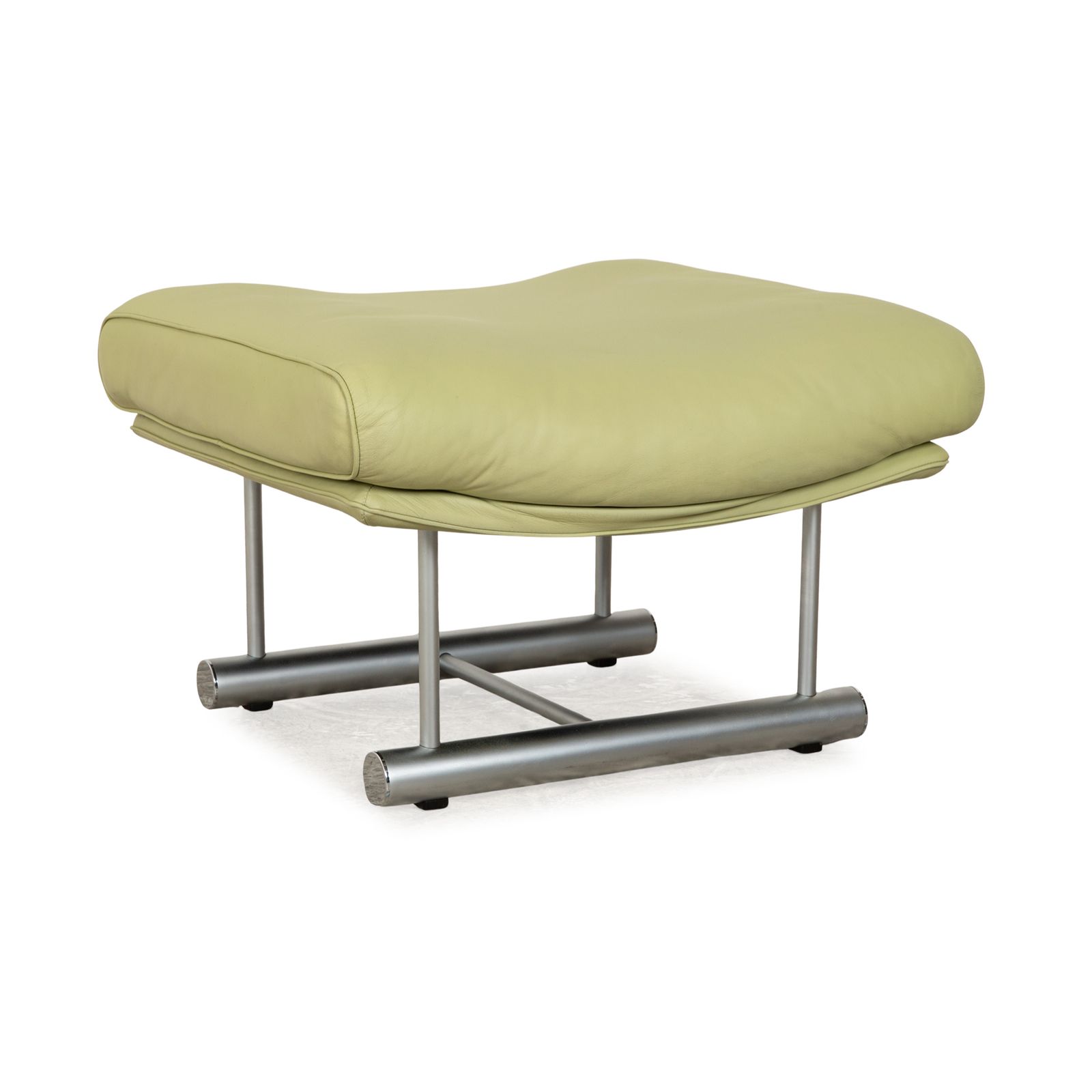 Tabouret Rolf Benz 6500 en cuir vert et jaune