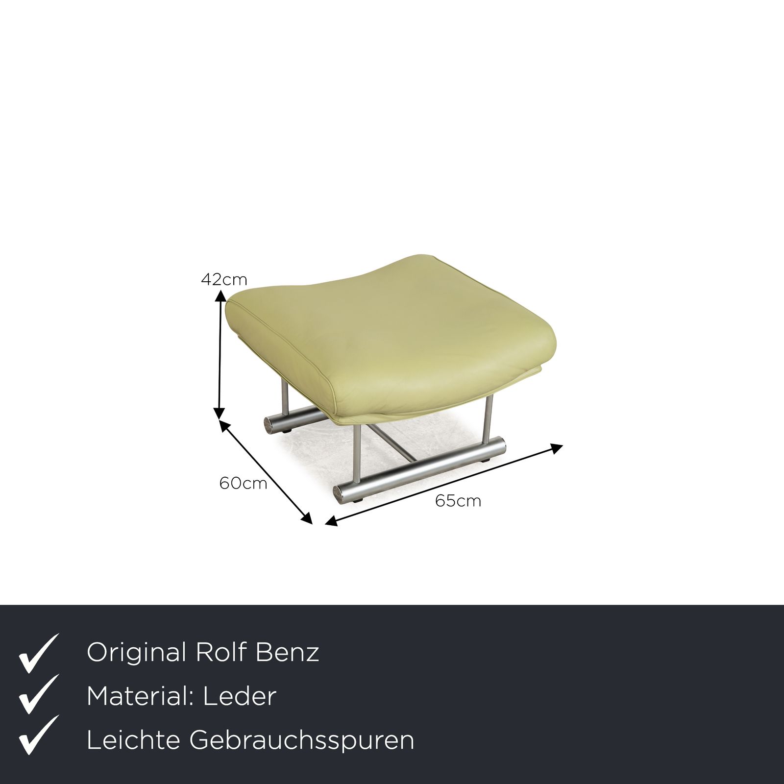 Tabouret Rolf Benz 6500 en cuir vert et jaune photo furniture