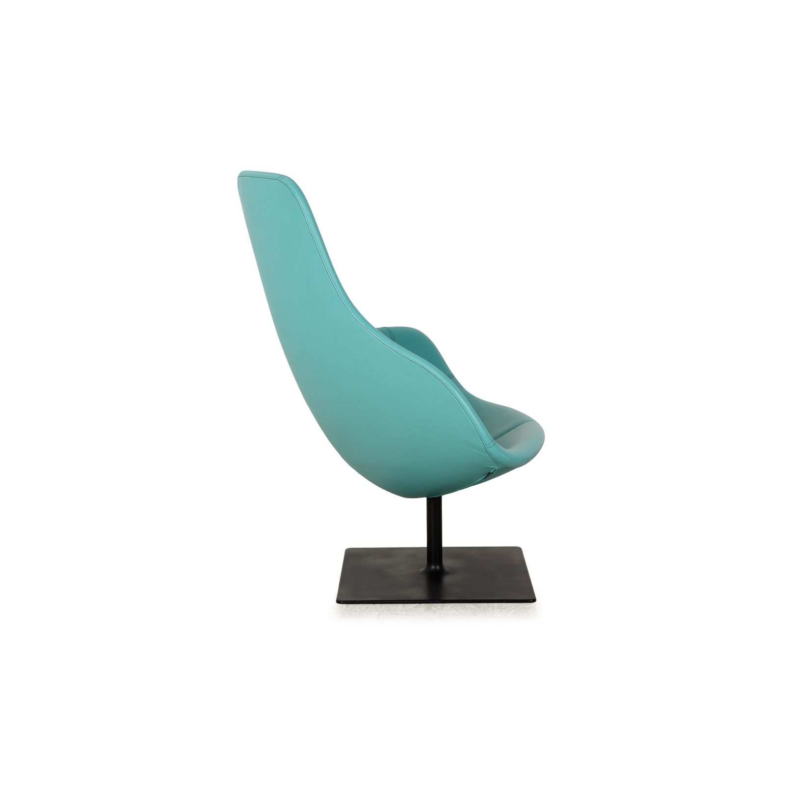 Moroso Fjord Leather Armchair Turquoise Blue Swivel Function photo vintage