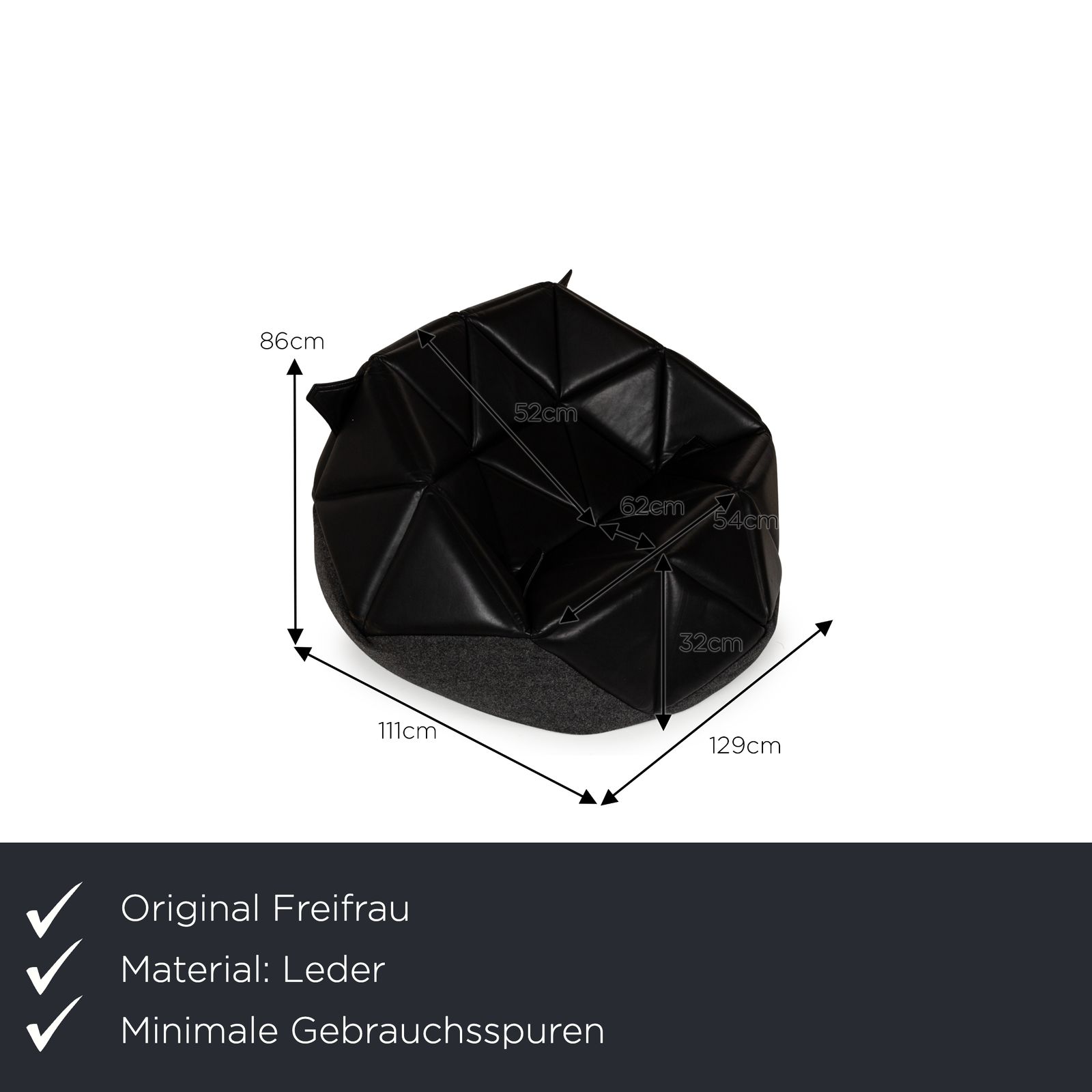 Freifrau Marie Fabric Armchair Black Grey Bean Chair photo furniture