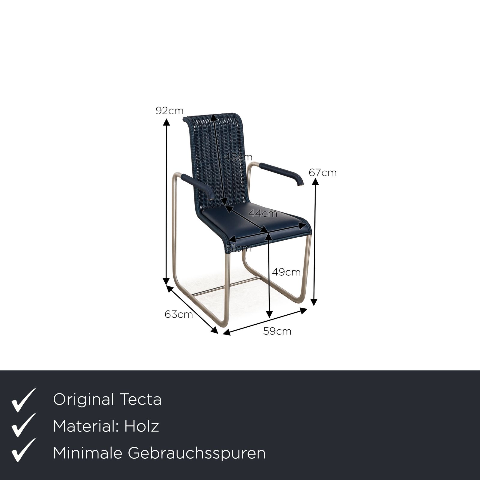 Tecta D20 Houten Stoel Cantilever Eetkamer Blauw photo furniture
