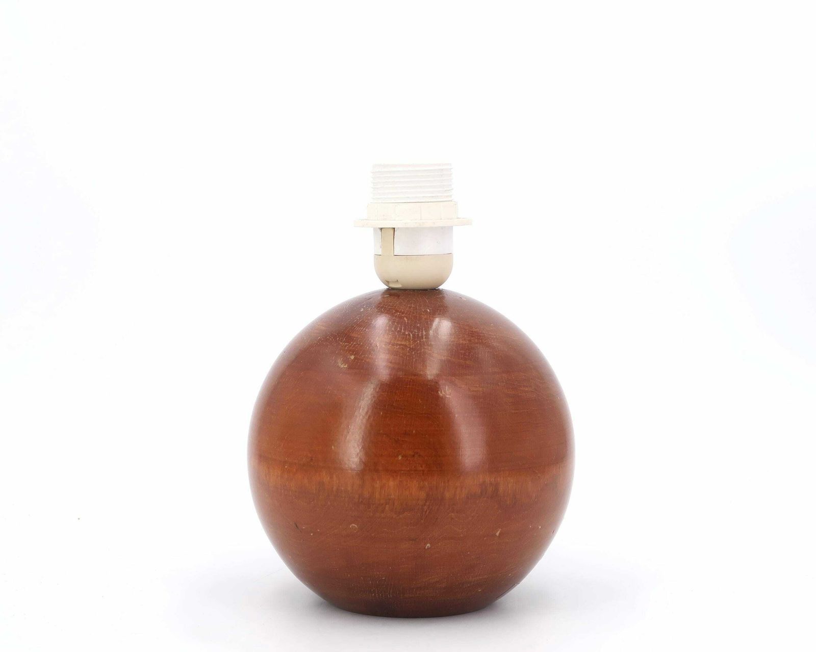 Italian Wooden Table Lamp, Raffia Lampshade, 1970s / Sphere, Minimalist, Boho Chic, Folk photo Lighting