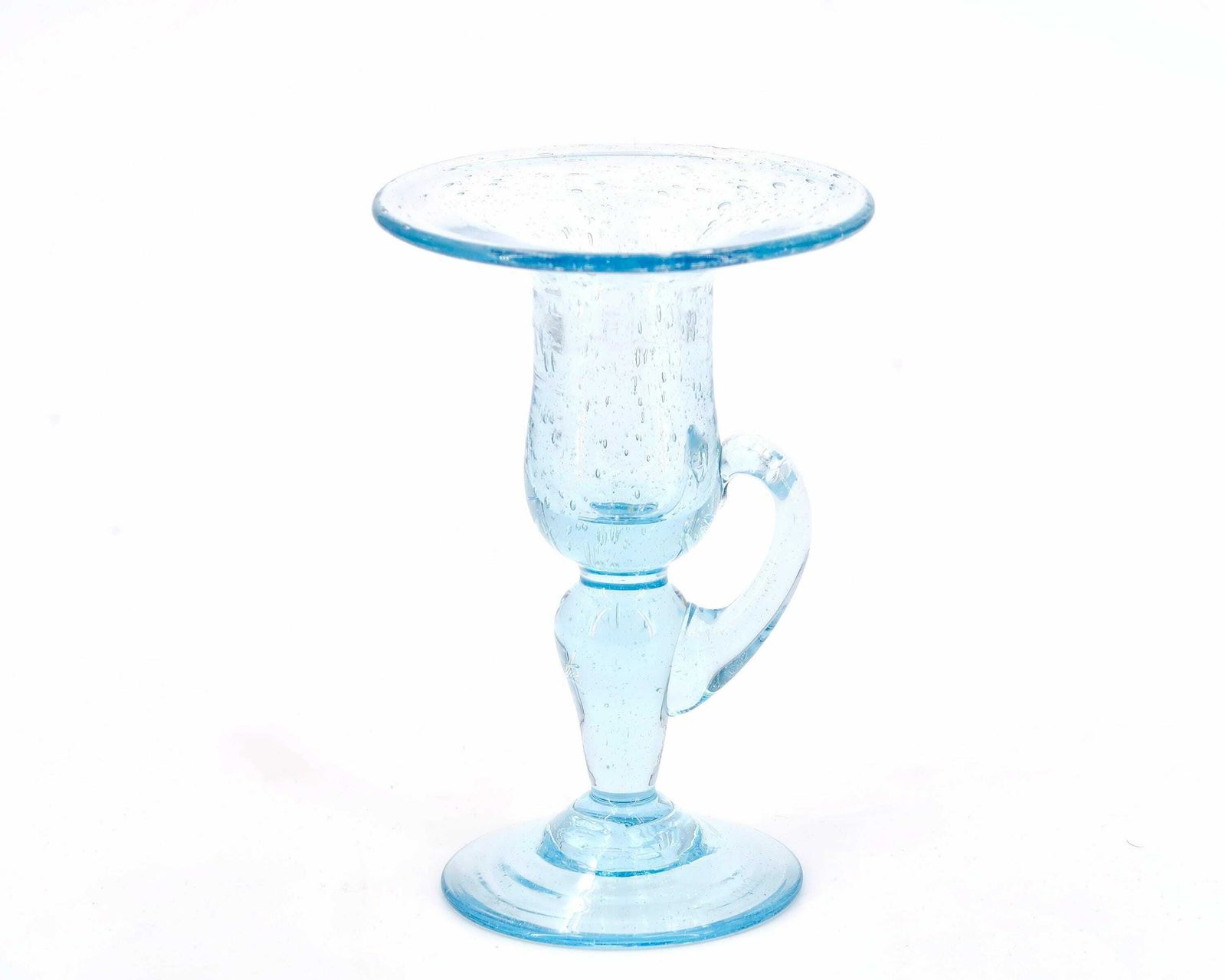 Franse Lichtblauwe Glazen Kandelaar Uit Biot, Ca. Jaren 1970 / Kandelaar photo furniture