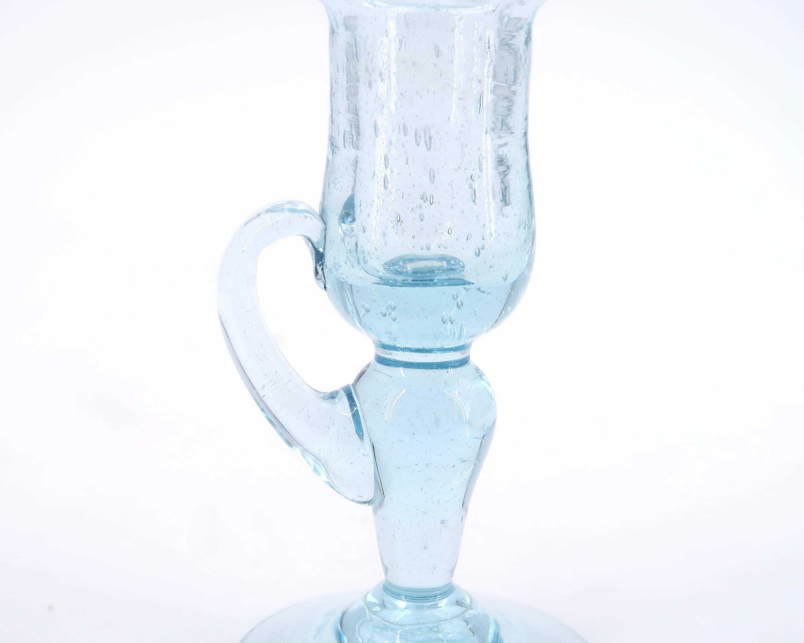 Franse Lichtblauwe Glazen Kandelaar Uit Biot, Ca. Jaren 1970 / Kandelaar photo Woonaccessoires