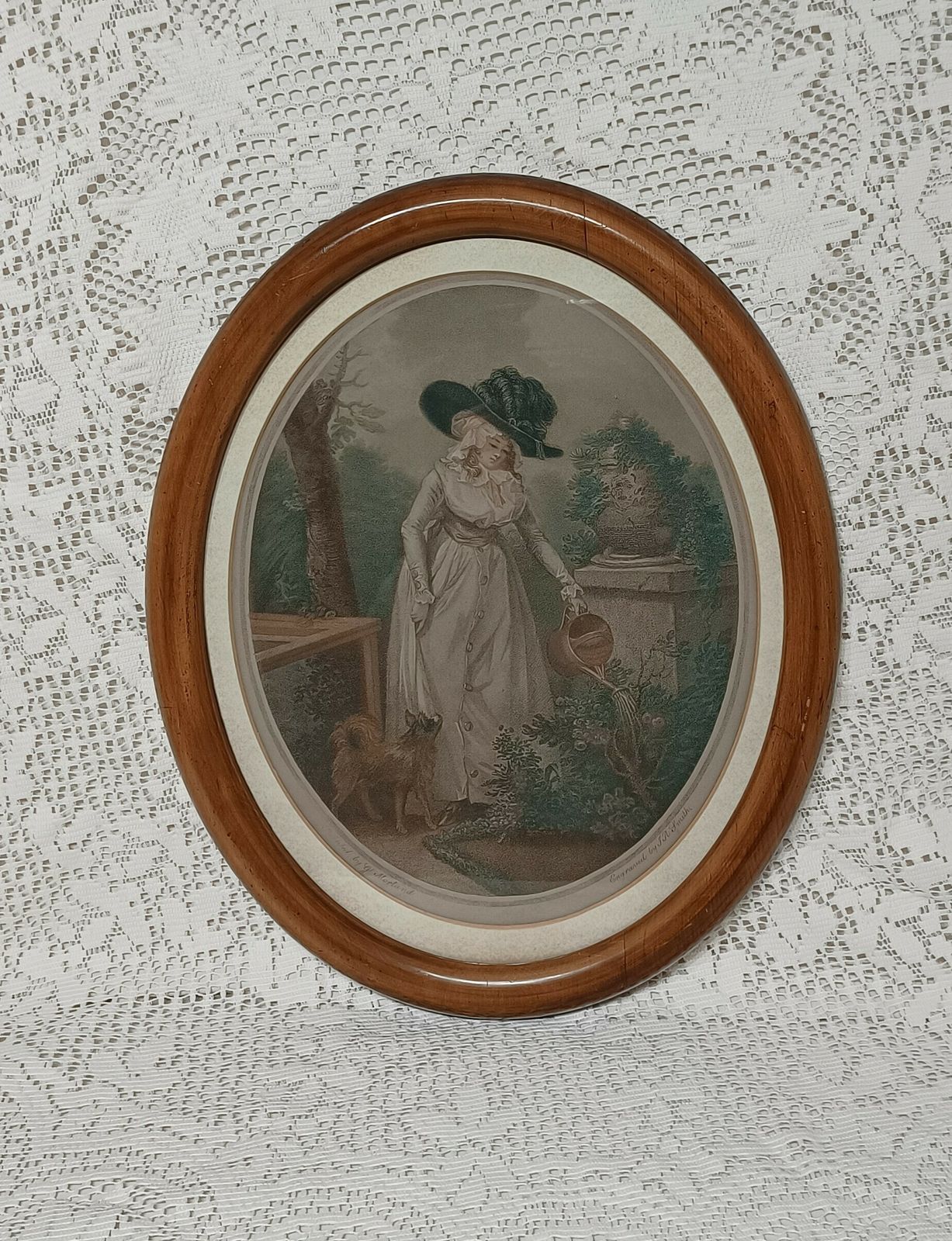 Antique Stipple Engraving Girl With Dog ,Rural Amusement Engraved By J.R.Smith After G. Moorland. photo furniture
