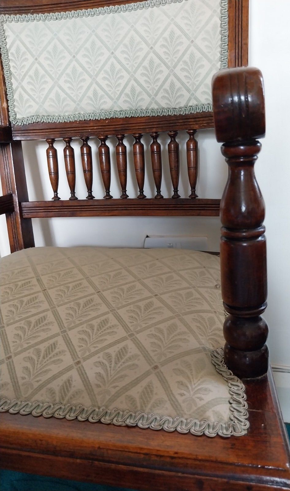 Antique Edwardian Mahogany Bobbin Twist Open Arm Chair Bedroom Hall photo buy