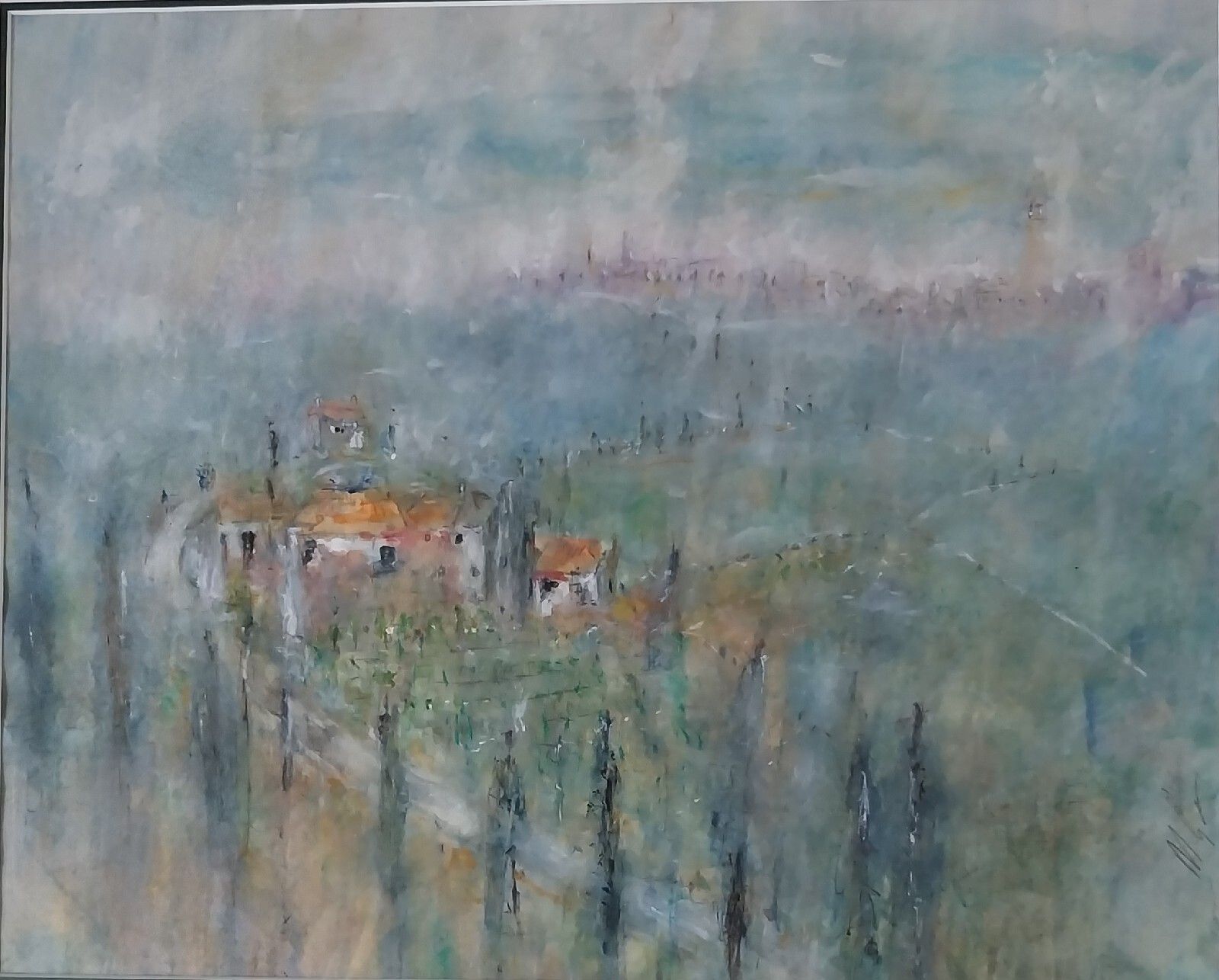Impressionist Contemporary Art  Michael Gibbison Watercolour Rural Scene France photo furniture