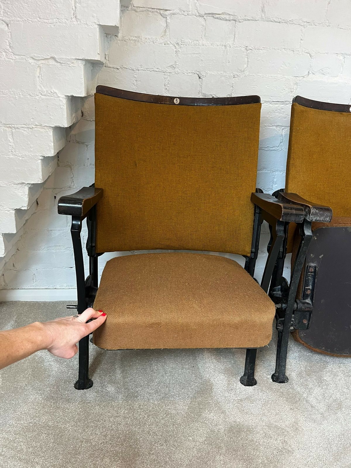 2 Antique Theatre Cinema Seats C1920s photo Furniture
