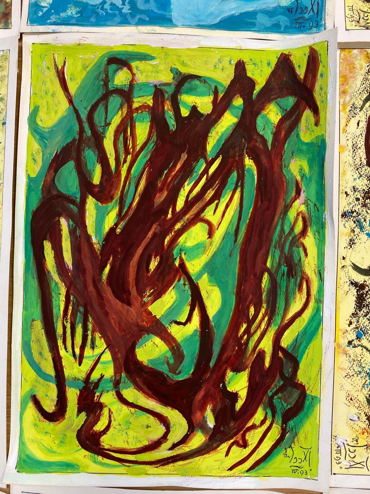 Unknownset Of 9 Original French Abstract Oil Paintings   Each Signed & Dated C. 1993 photo vinterior