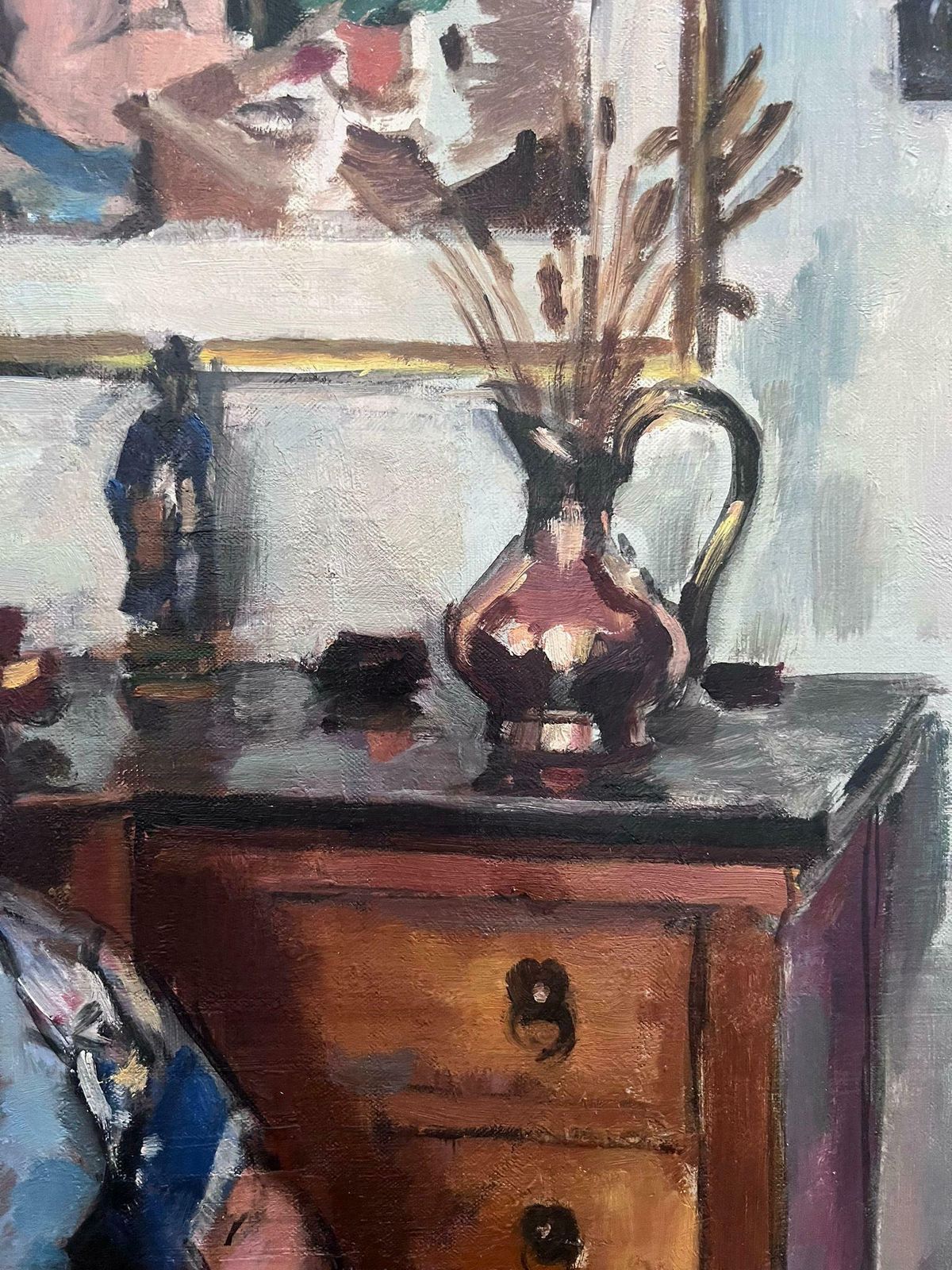 Georges Pacouil (1903 1996)fine Mid 20th Century French Signed Oil Lady Seated In Interior Room Setting1950's photo vinterior