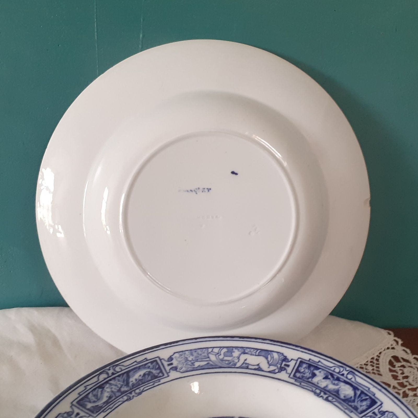 Rare Antique Wedgwood "Banquet" Soup Bowl Pair By Thomas Allen   Blue Transferware photo 180.0