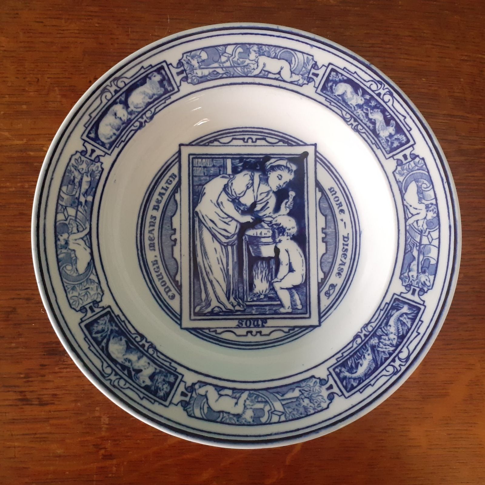 Rare Antique Wedgwood "Banquet" Soup Bowl Pair By Thomas Allen   Blue Transferware photo vinterior