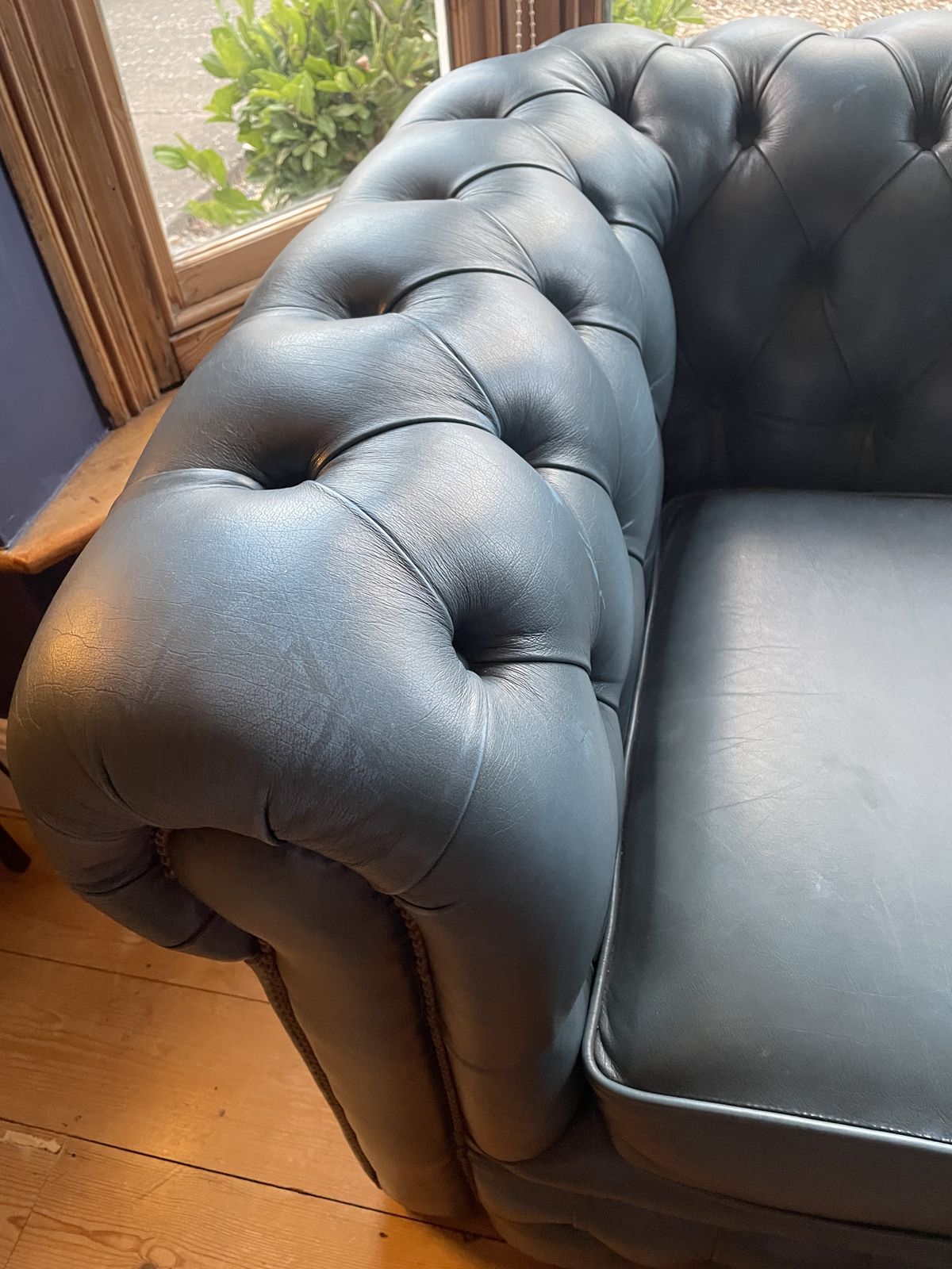 Chesterfield Blue Leather Club Armchair photo furniture