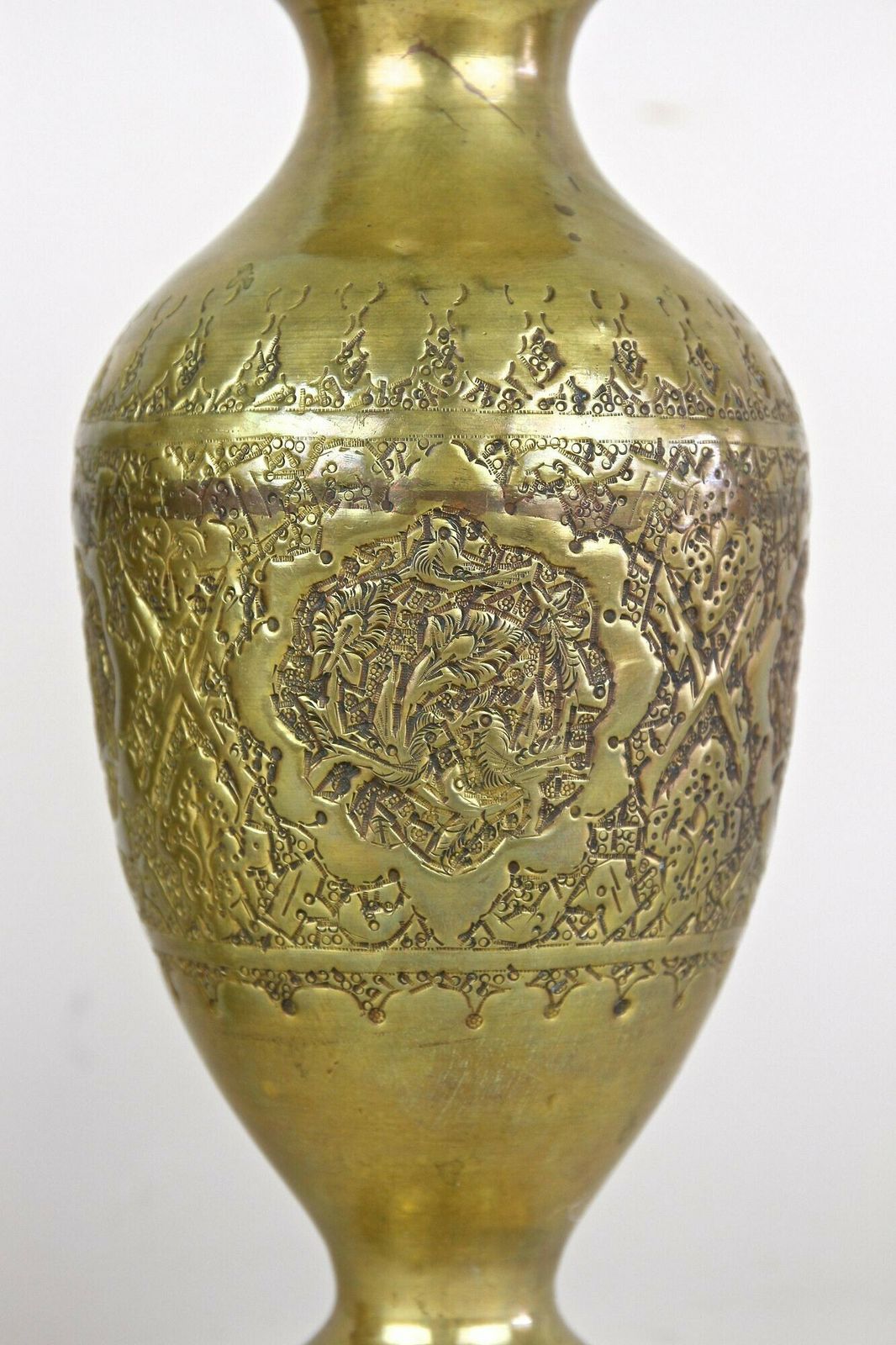 Pair Of 19th Century Biedermeier Chased Brass Vases, Austria Ca. 1860 photo buy