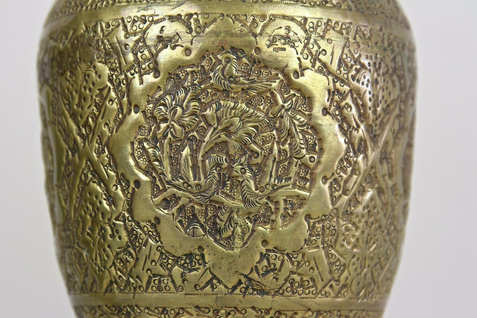 photo for sale Pair Of 19th Century Biedermeier Chased Brass Vases, Austria Ca. 1860