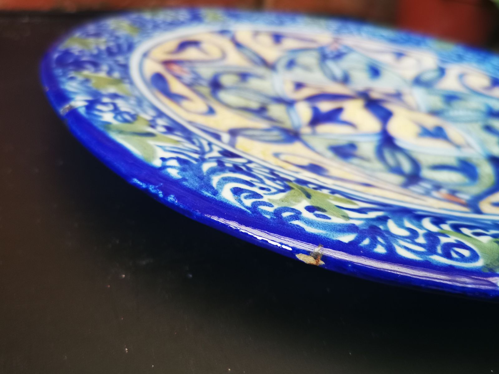 Hand Painted Moorish Spanish Antique Plate Possibly Talavera photo furniture