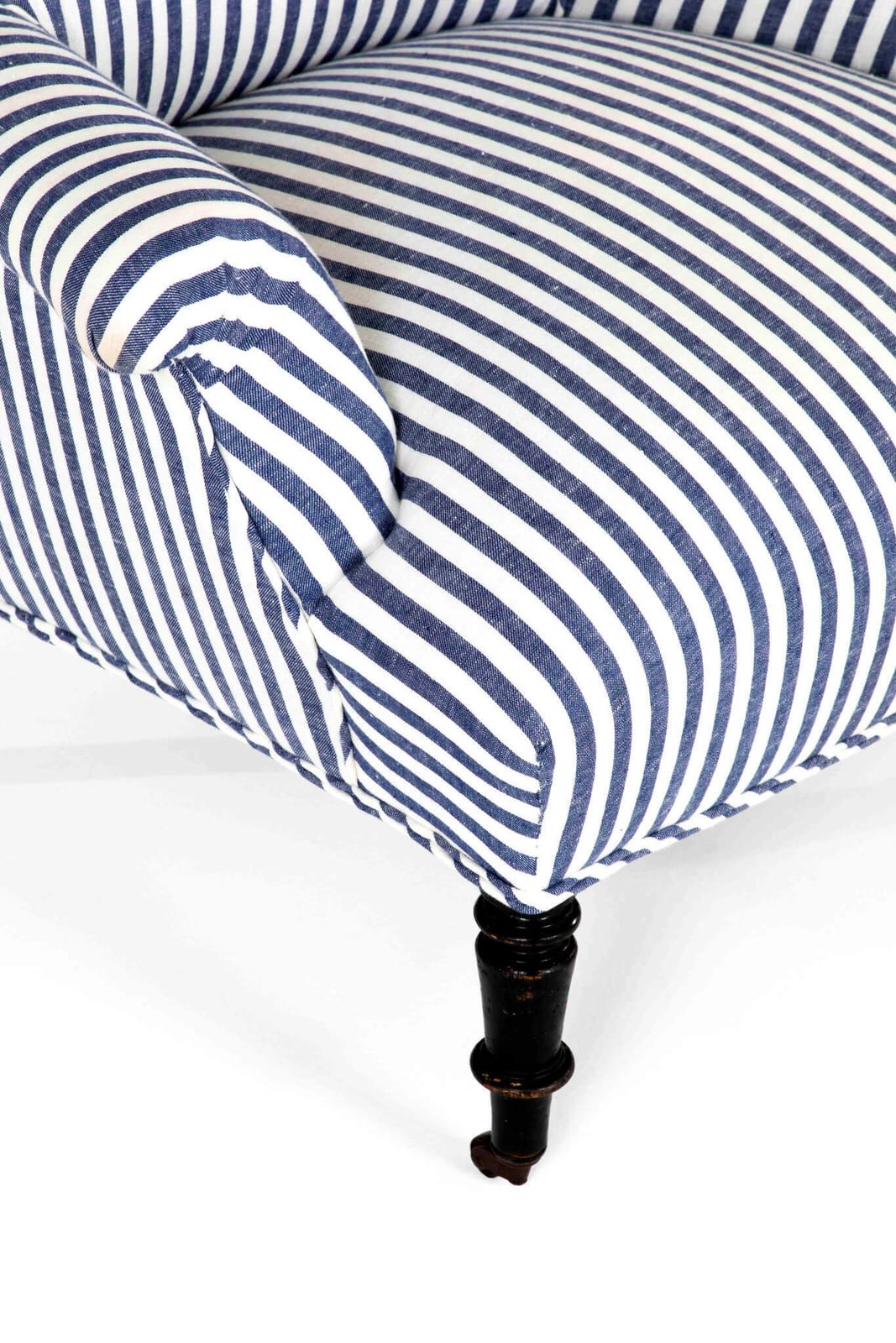 French Armchair In Wide Stripe Linen photo vinterior