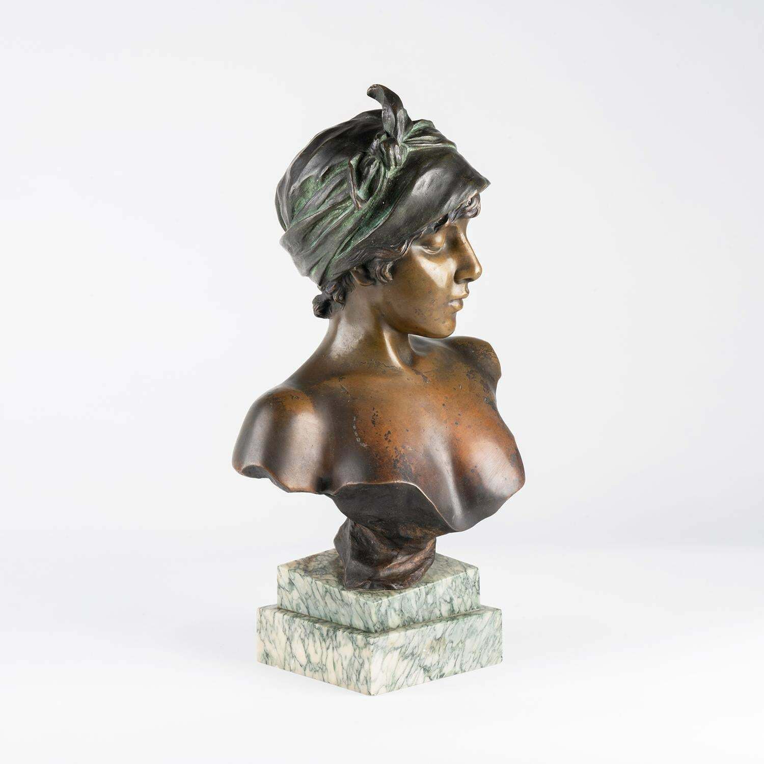 photo for sale Sculpture In Bronze And Marble Base, Art Nouveau Period, Circa 1900.