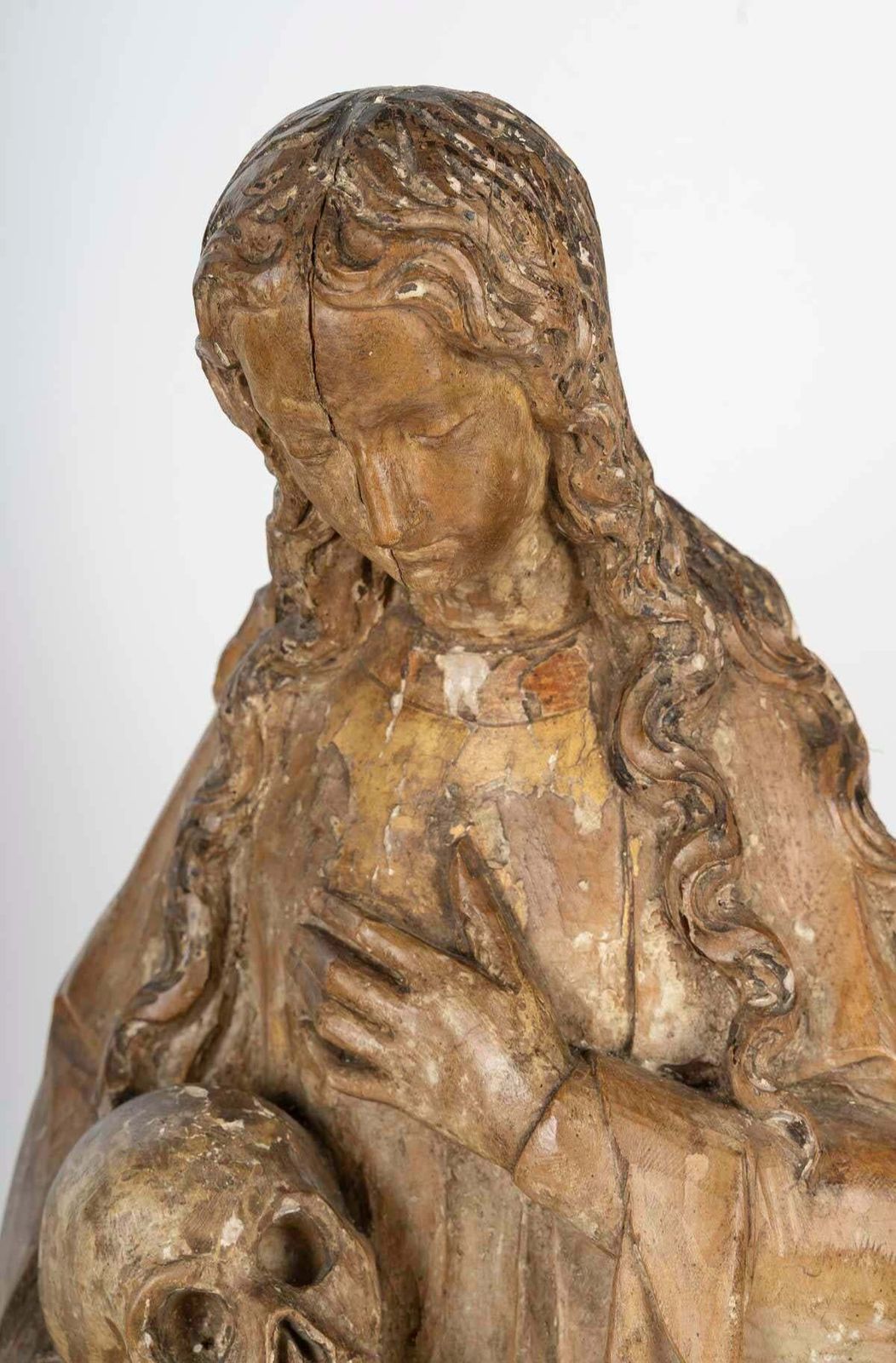 Carved Wooden Sculpture Of Mary Magdalene, Circa 1500. photo furniture