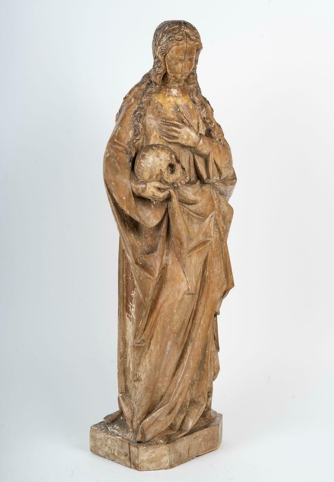 Carved Wooden Sculpture Of Mary Magdalene, Circa 1500. photo Art