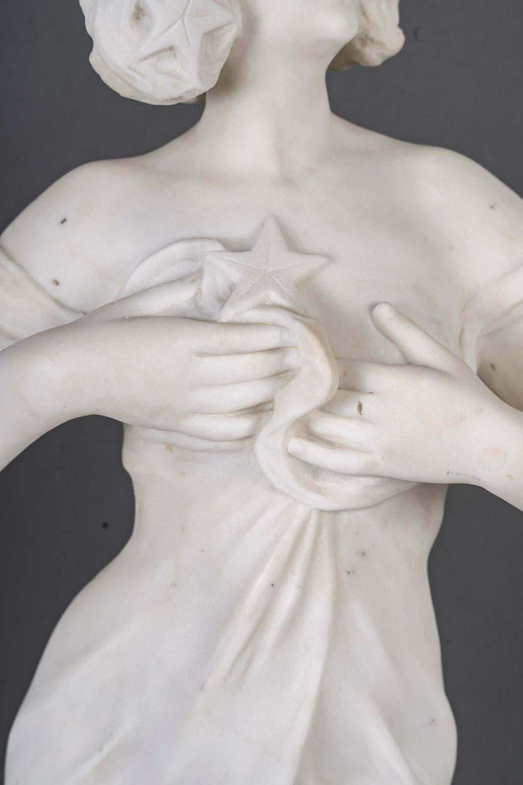 Art Nouveau White Marble Sculpture, Circa 1900. photo furniture