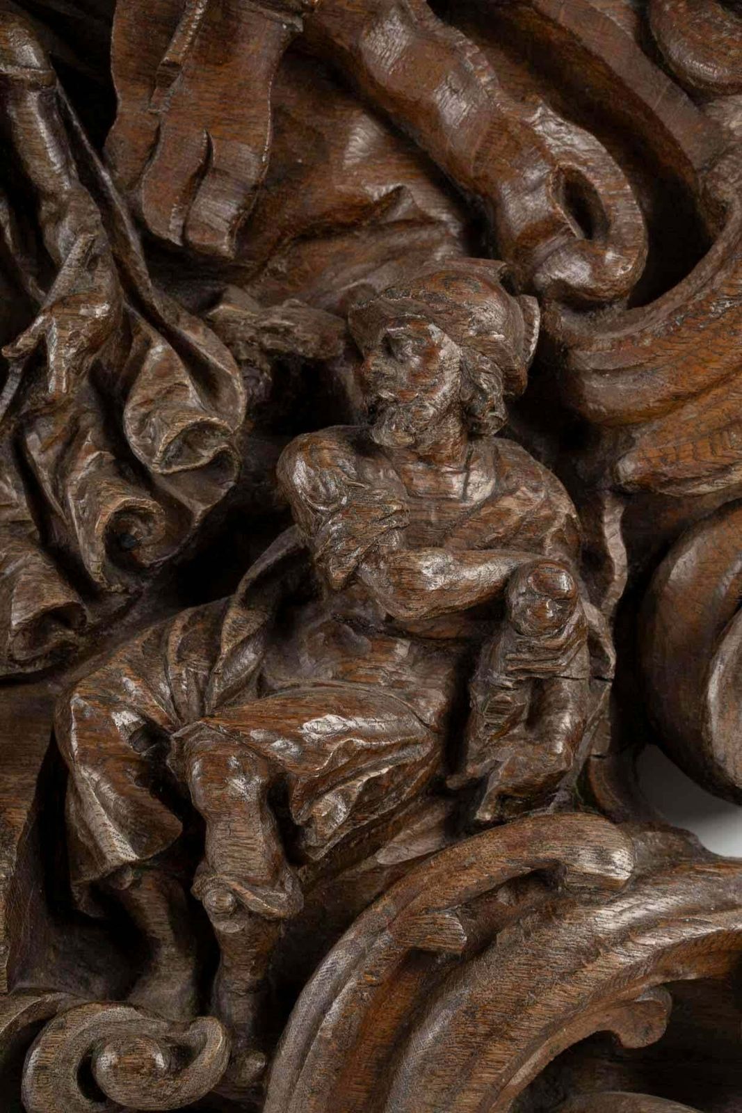 Oak Sculpture Of Christ Emerging From The Tomb, Surrounded By Roman Soldiers. photo Art