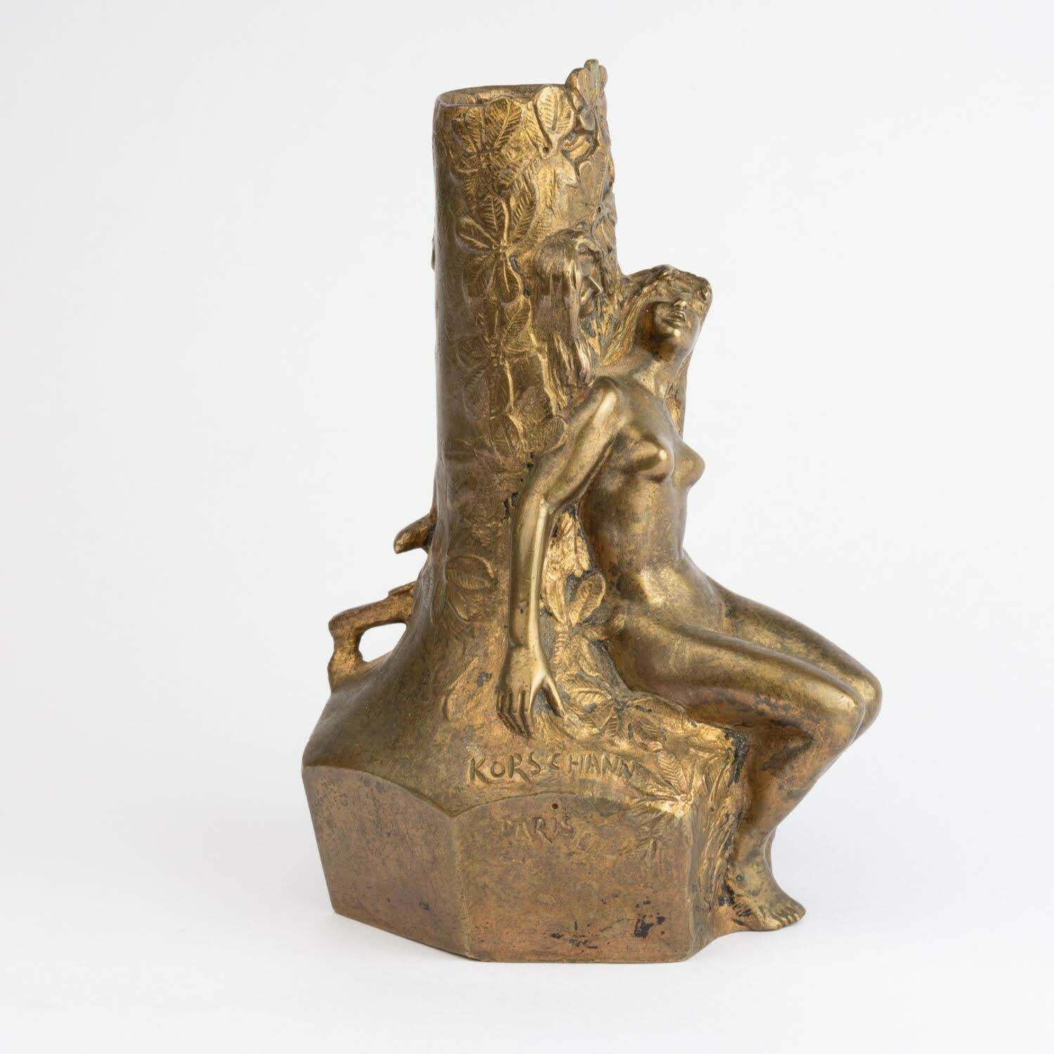 Art Nouveau Period Table Lamp Base, Circa 1900 Signed By Charles Korschann. photo for sale