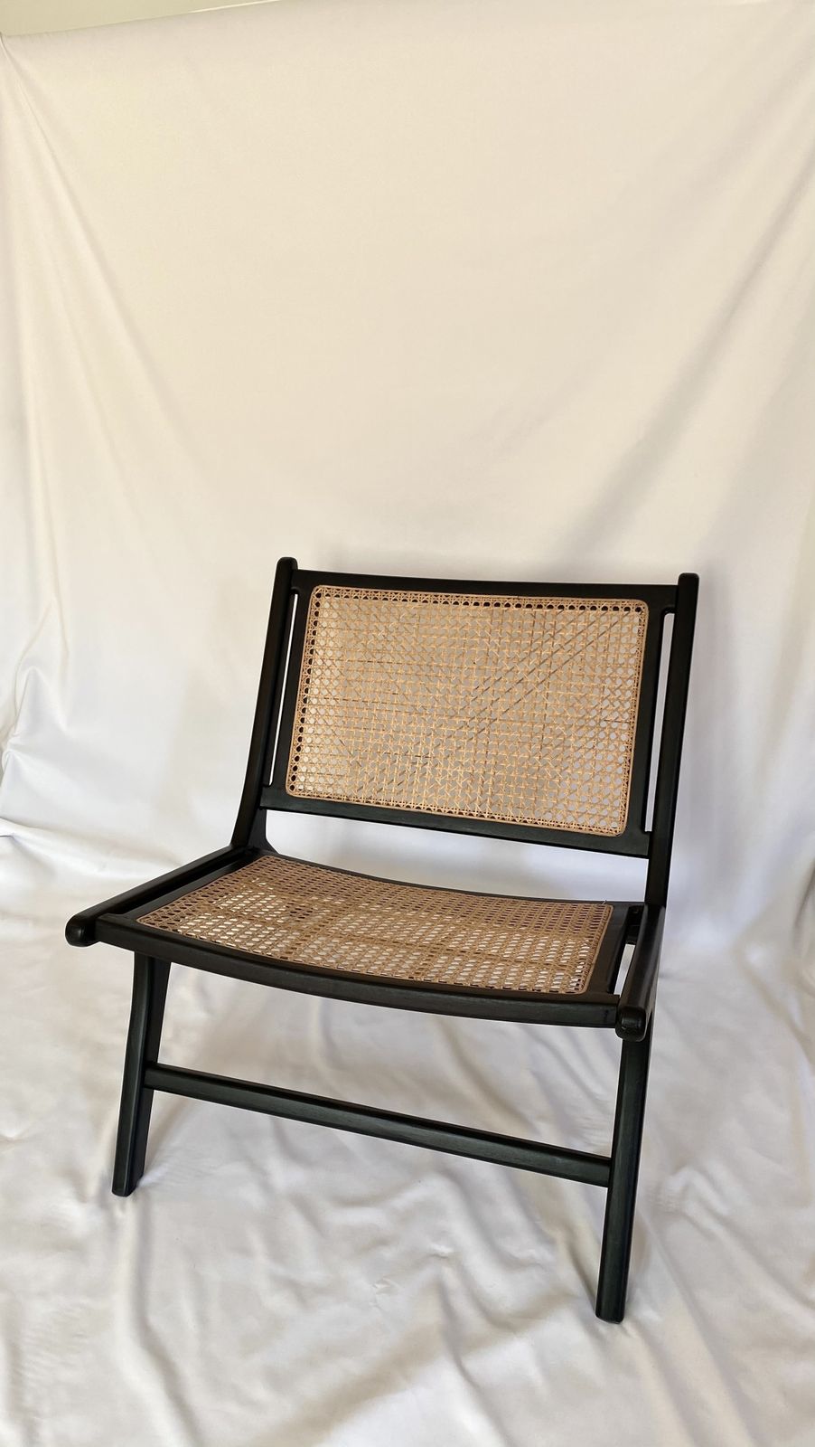 Pair Of Teak And Rattan Lounge Chairs (2) photo for sale