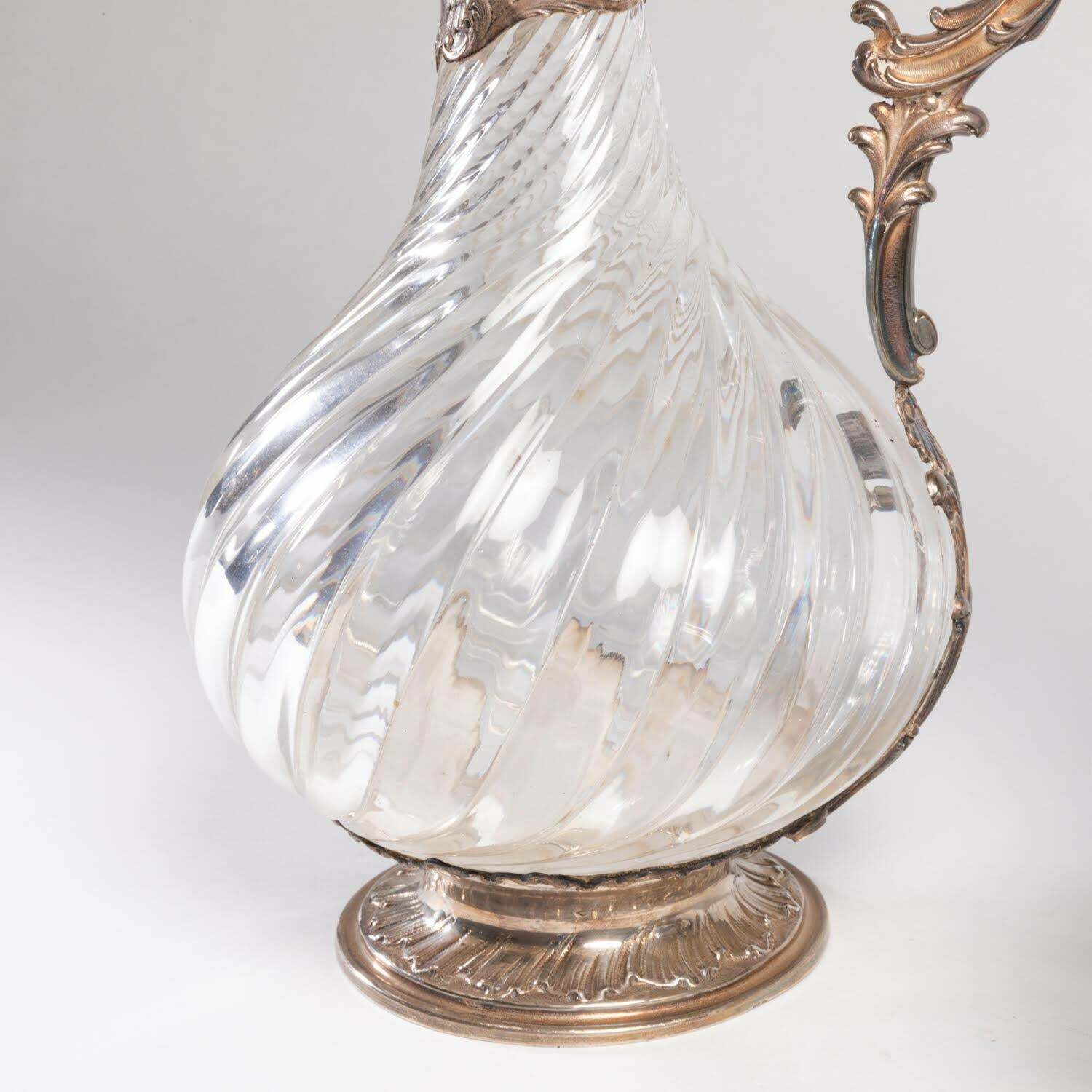 Pair Of Silver And Crystal Ewers, 19th Century, Napoleon III Period. photo 3898.0