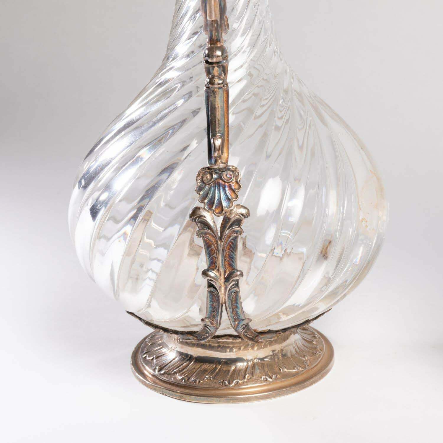 photo for sale Pair Of Silver And Crystal Ewers, 19th Century, Napoleon III Period.