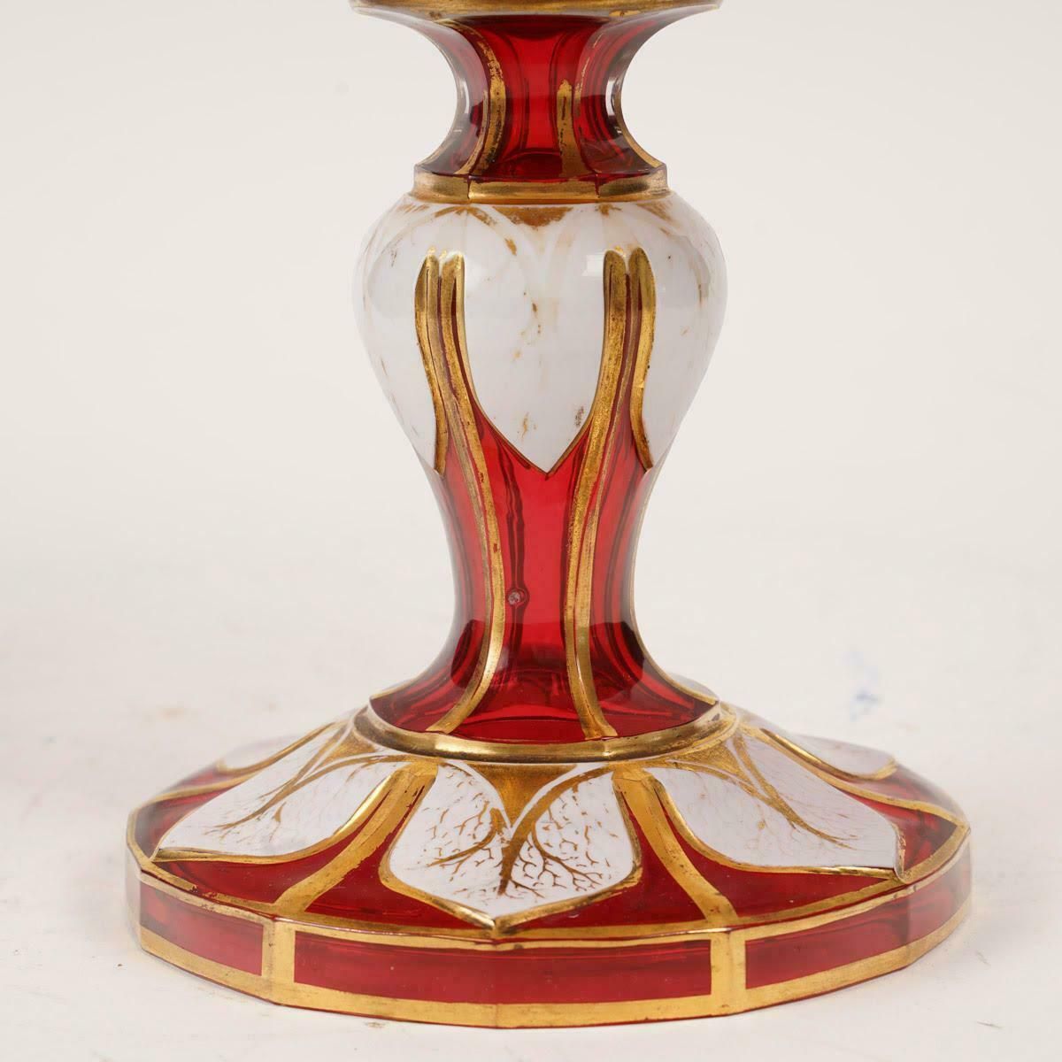 Bohemian Crystal Overlay Bowl, 19th Century, Napoleon III Period. photo for sale