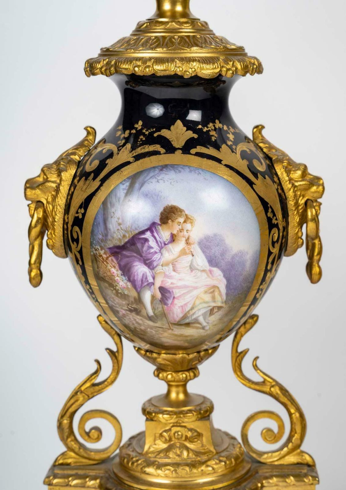 Mantel Set With A Clock And Two Candelabras, 19th Century, Napoleon III Period. photo for sale