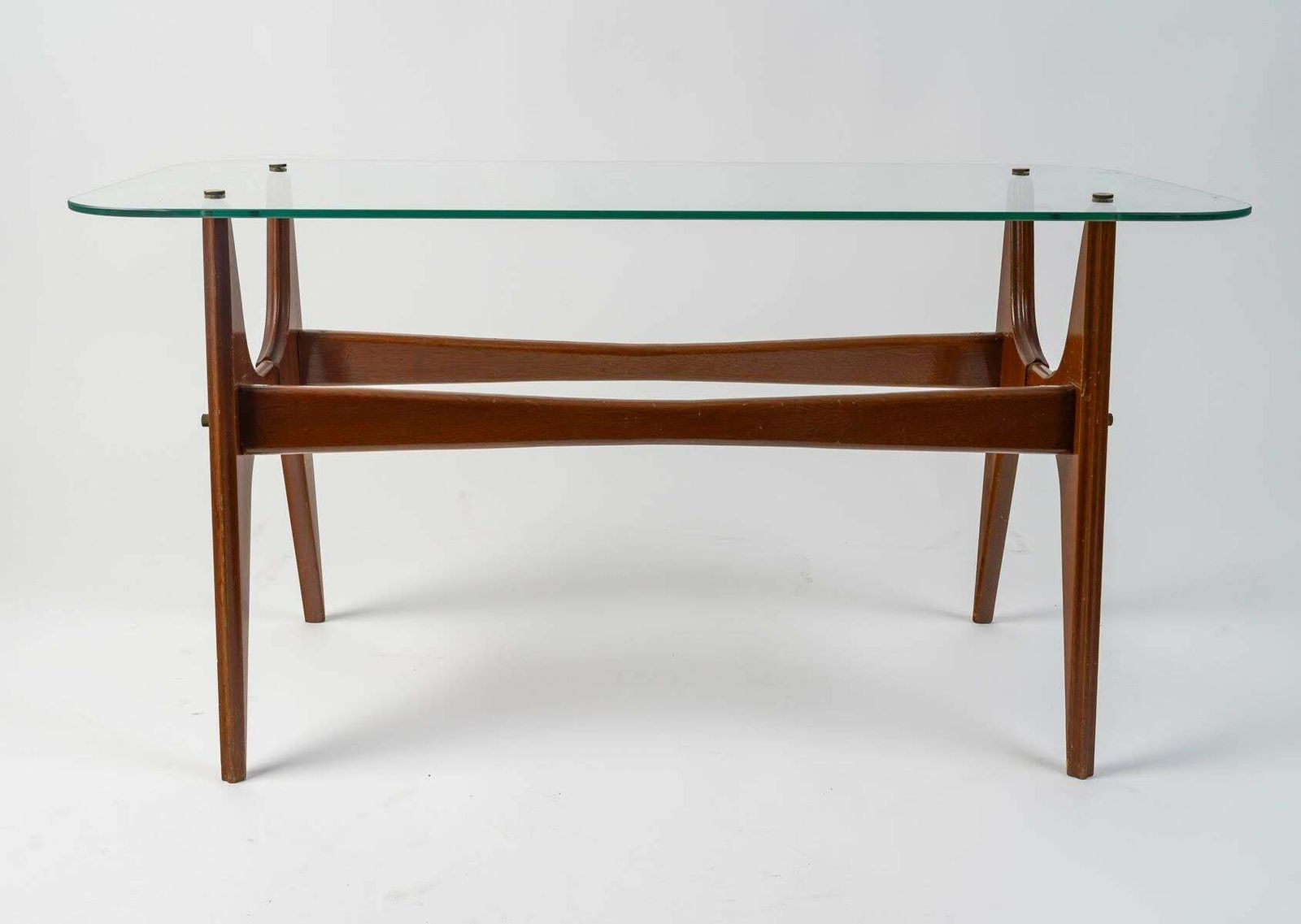 Wood And Glass Coffee Table, 1970s Design. photo for sale