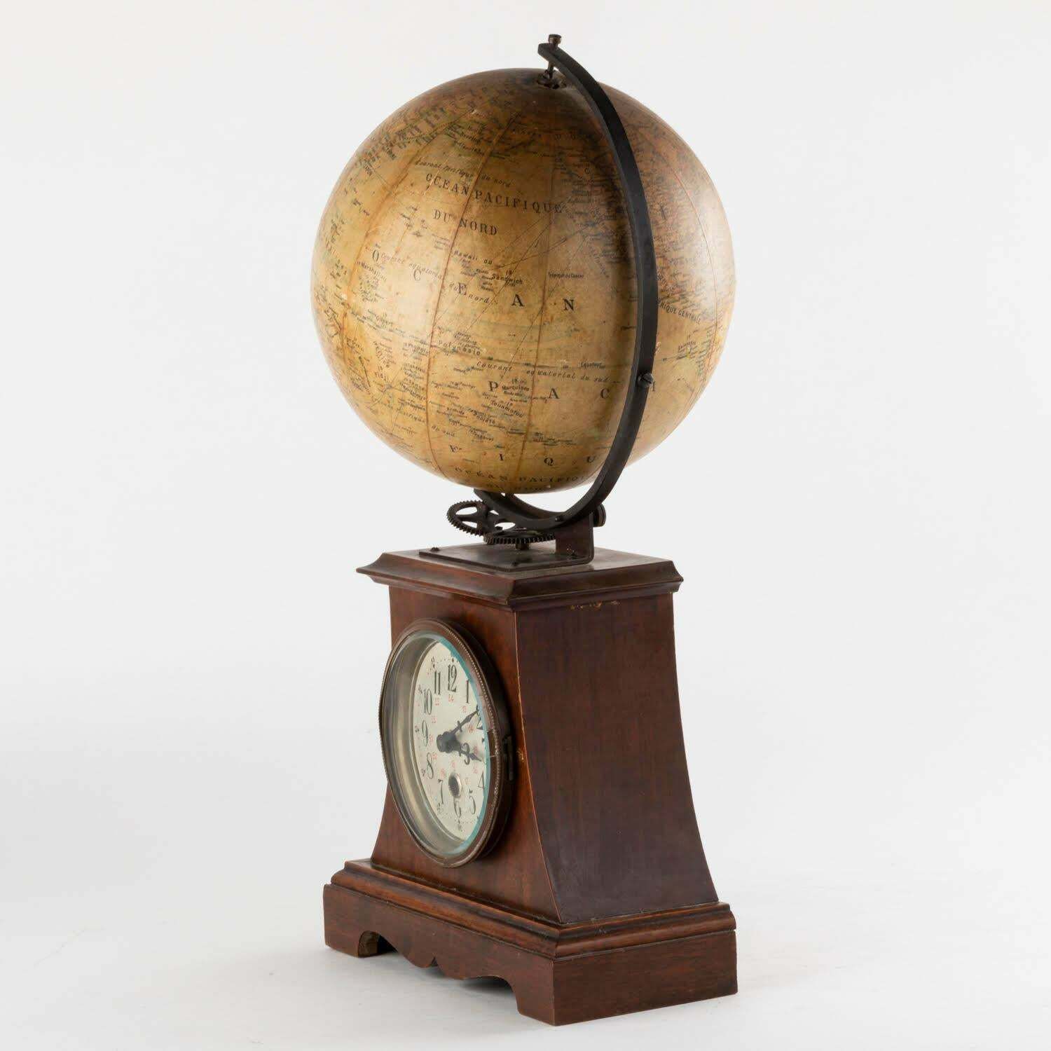 19th Century Clock Surmounted By A Globe, Napoleon III Period. photo furniture