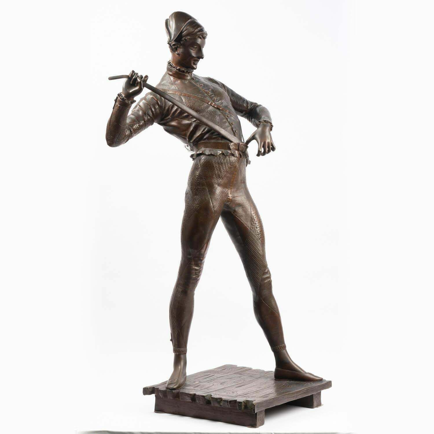 photo furniture A Large Bronze Sculpture Of The Harlequin By Paul Dubois, 19th Century.
