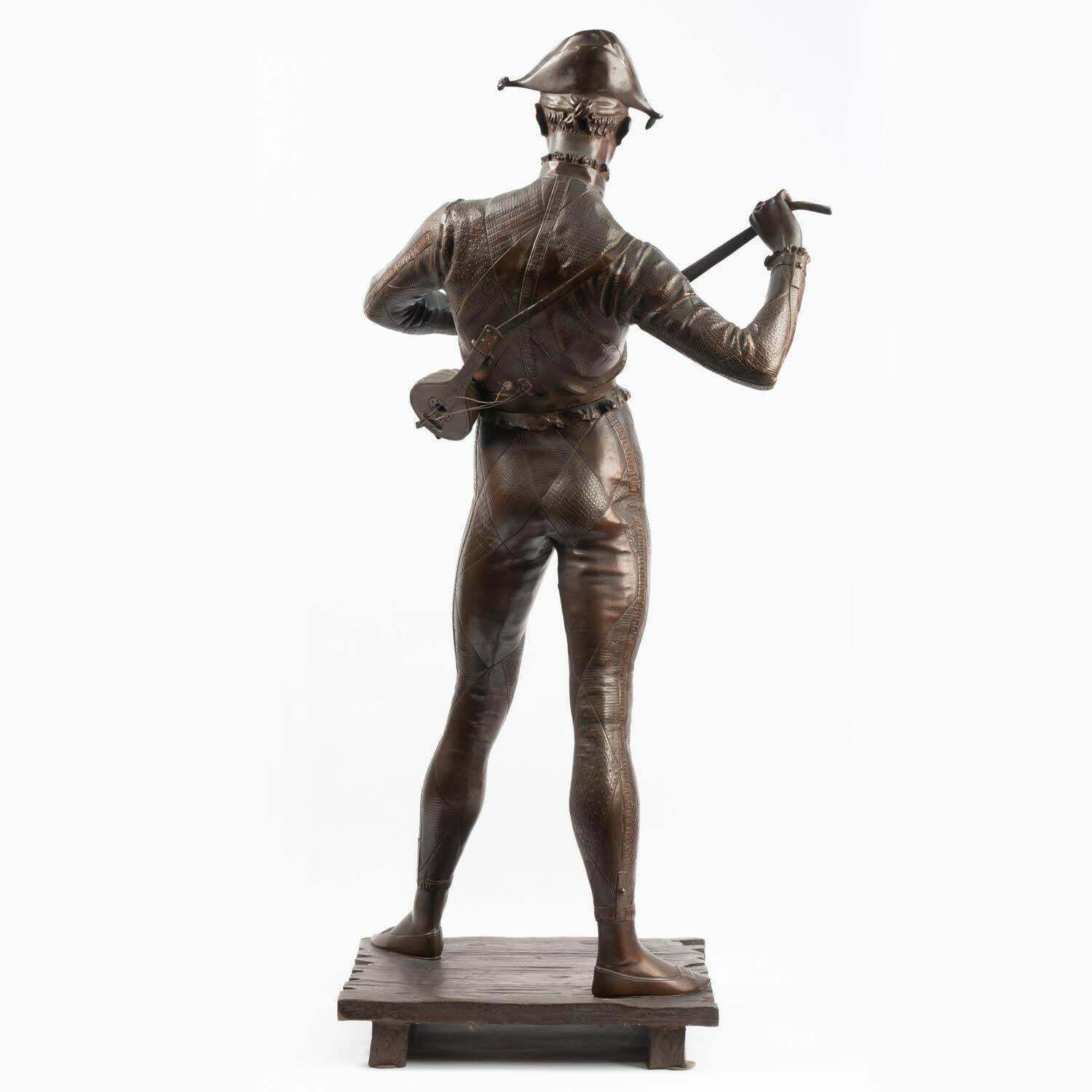 Art A Large Bronze Sculpture Of The Harlequin By Paul Dubois, 19th Century. photo